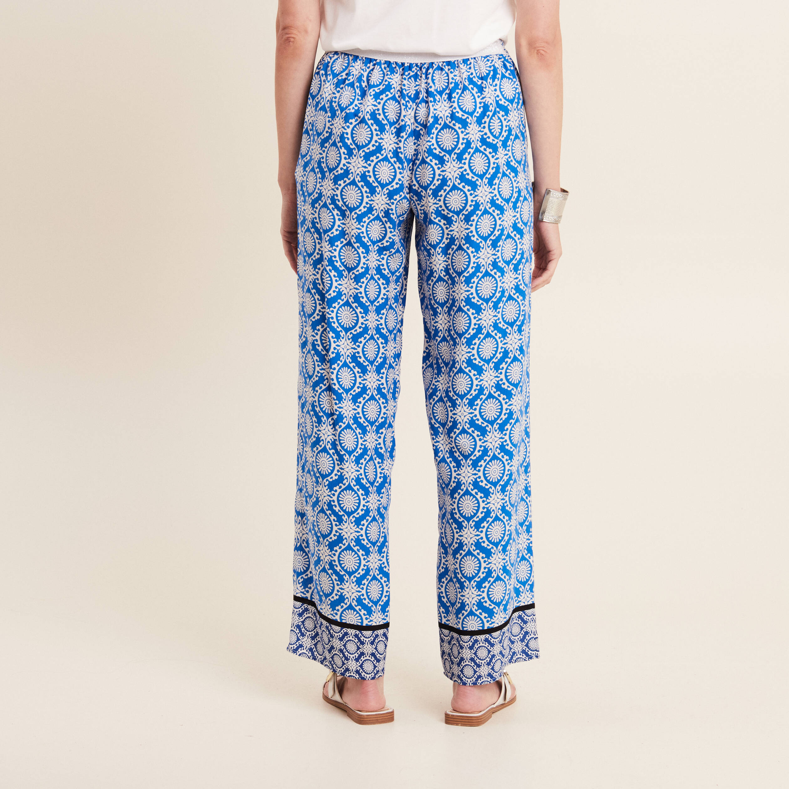 Pantalon flou bleu femme