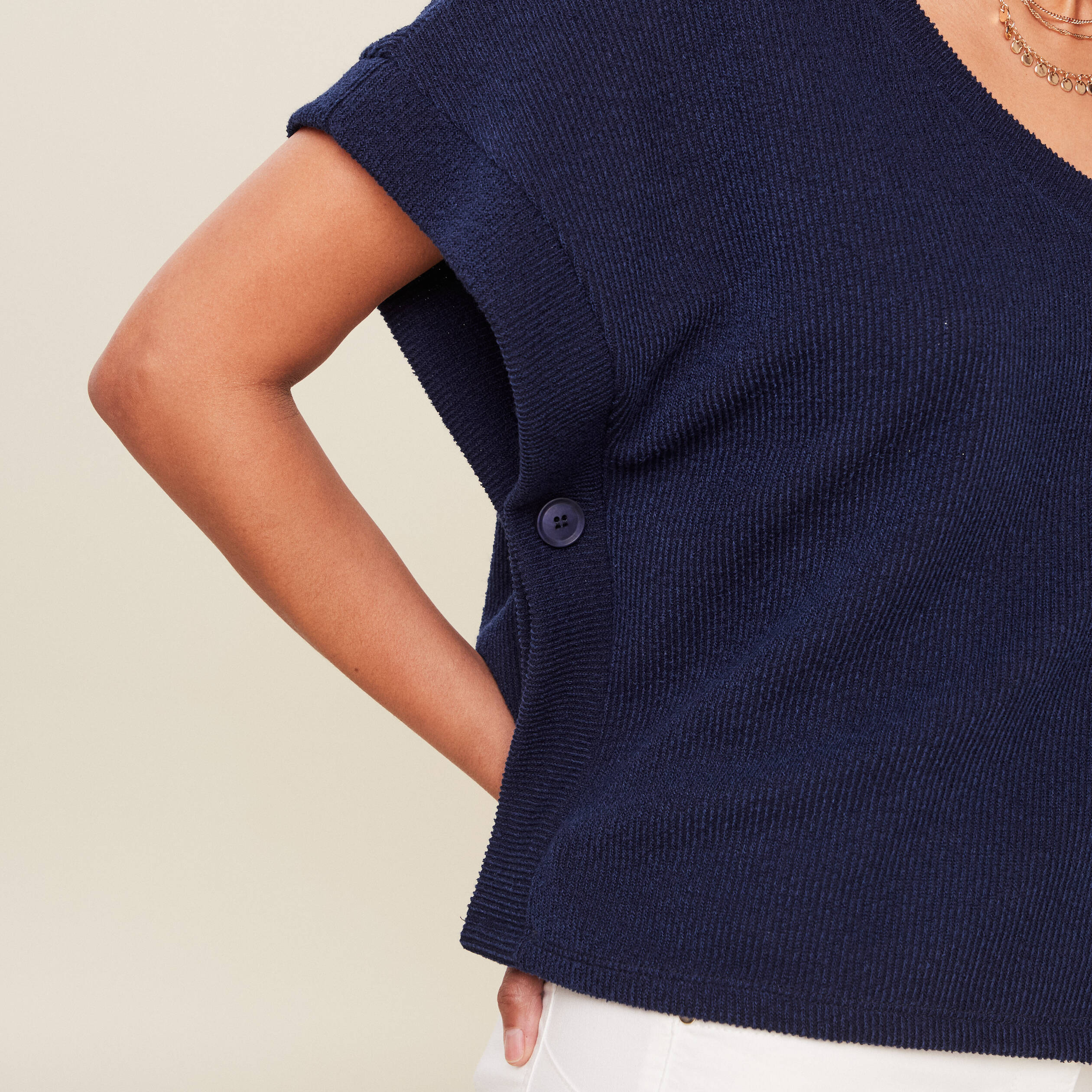 T-shirt sans manches bleu marine femme