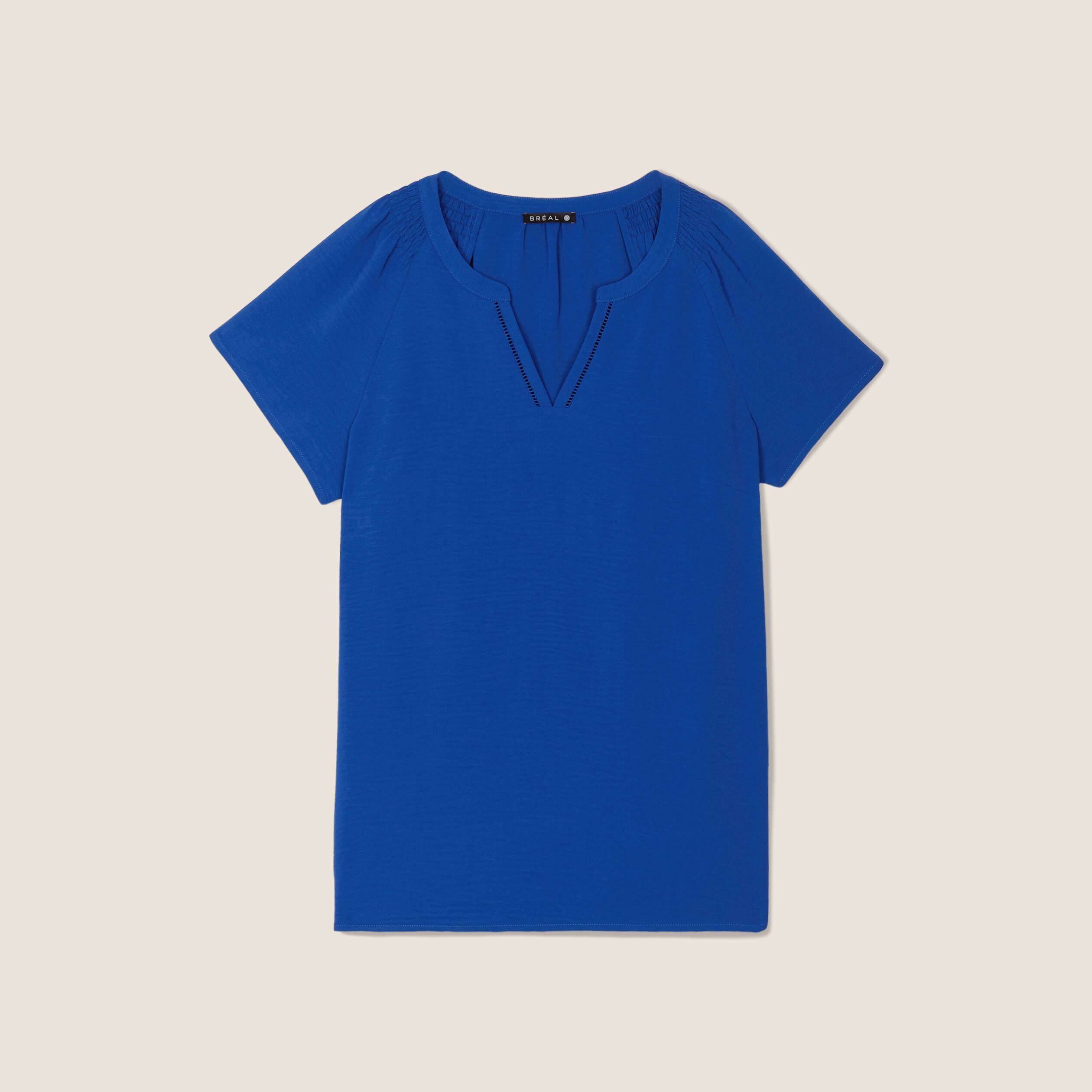 Blouse manches courtes bleu electrique femme