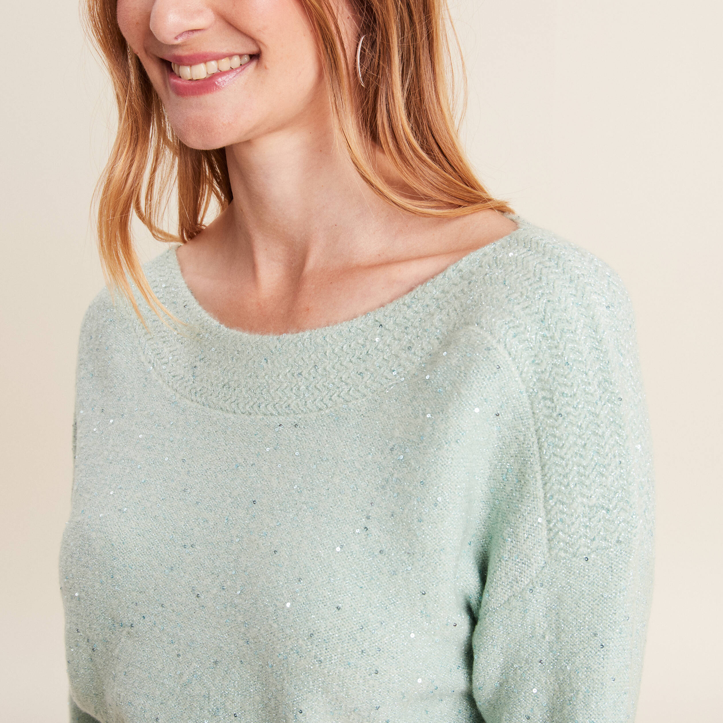 Pull manches longues vert clair femme Breal