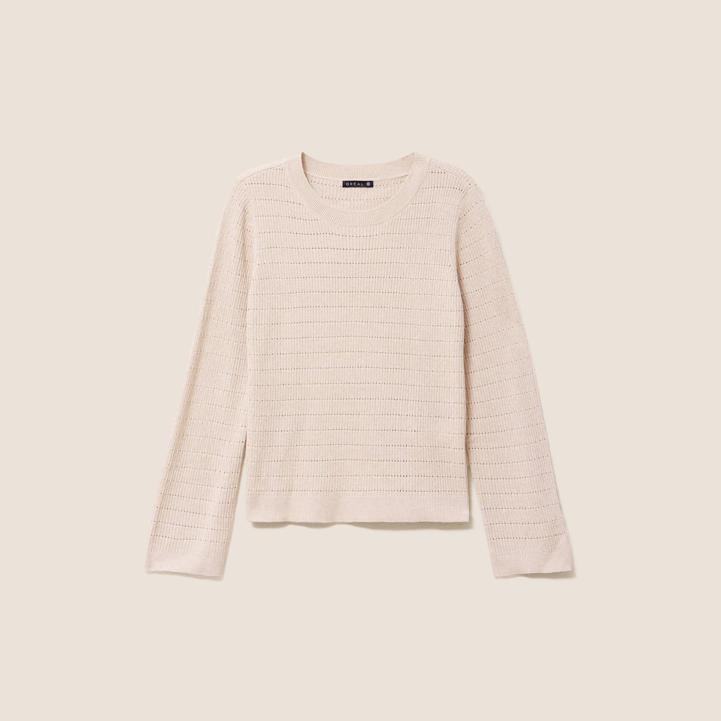 Pull manches longues col rond brillant couleur or femme