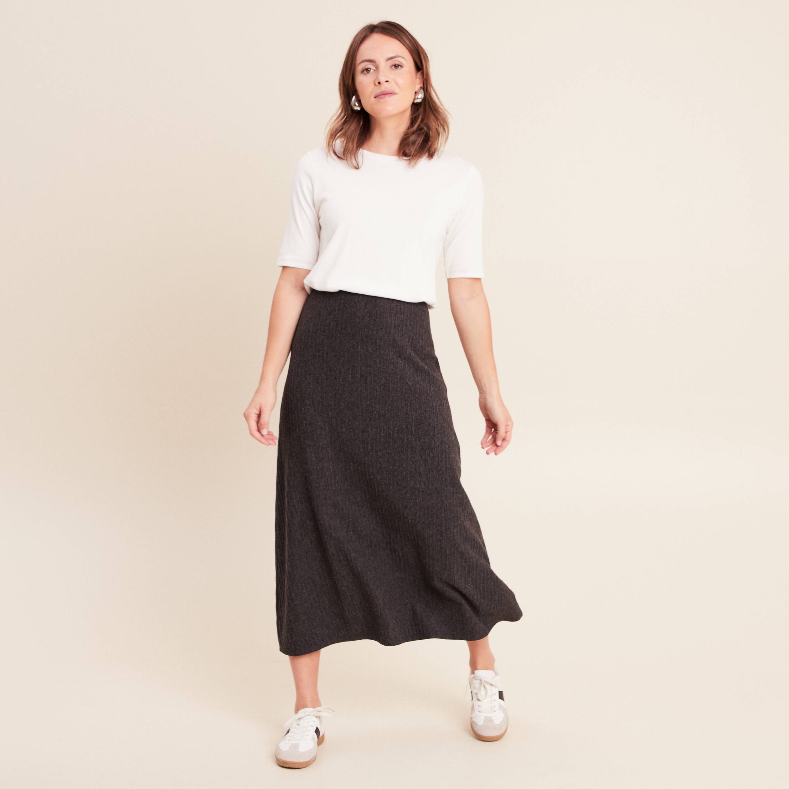 Jupe taille standard gris fonc&eacute; femme
