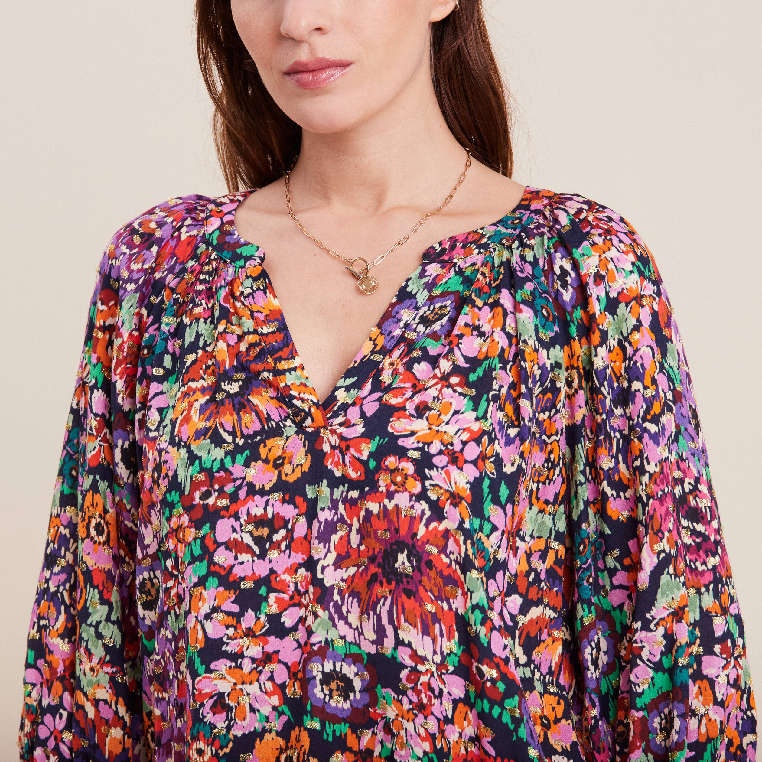 Blouse manches 3/4 multicolore femme