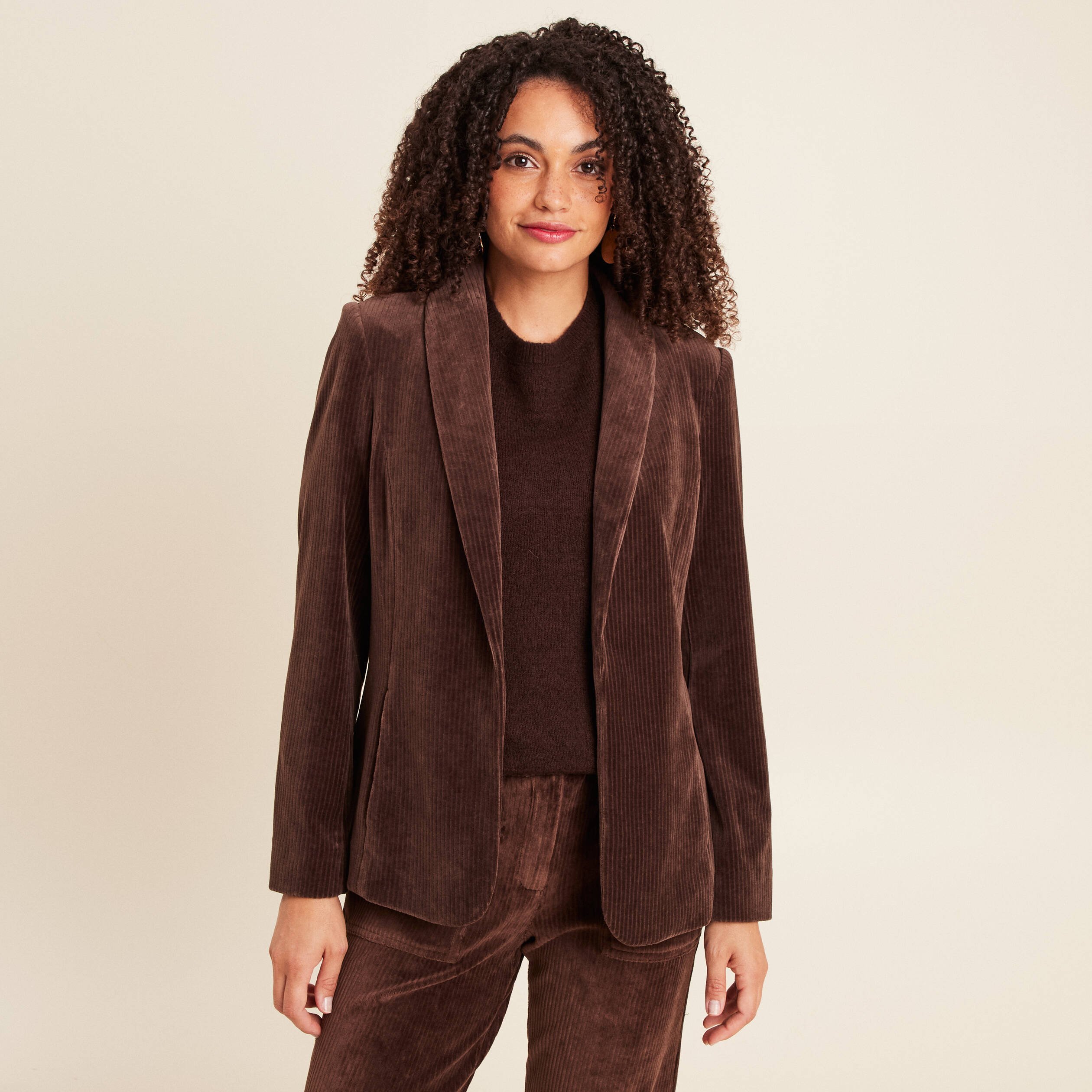 Veste tailleur velours marron femme Bréal