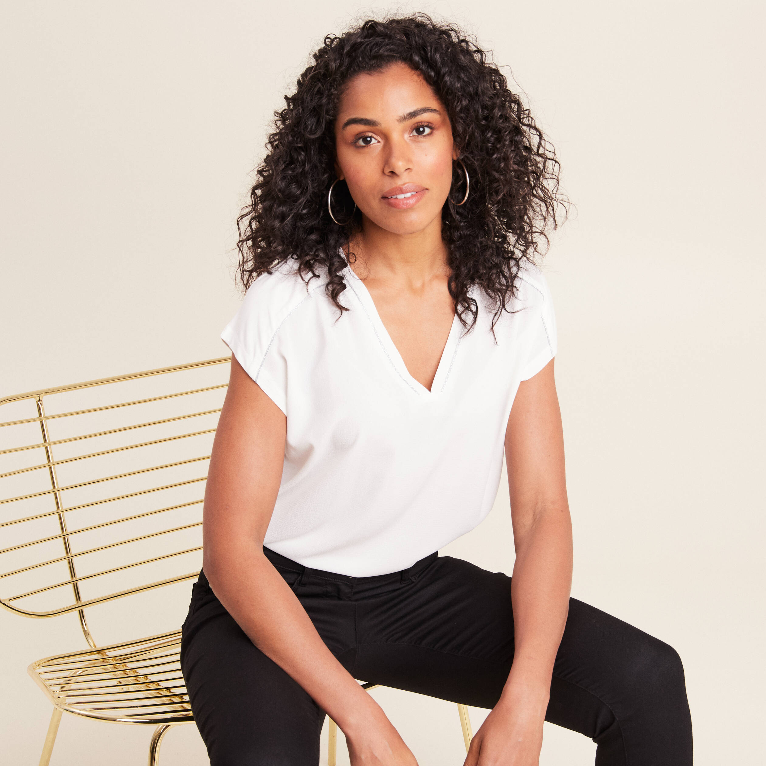 T-shirt manches courtes ecru femme