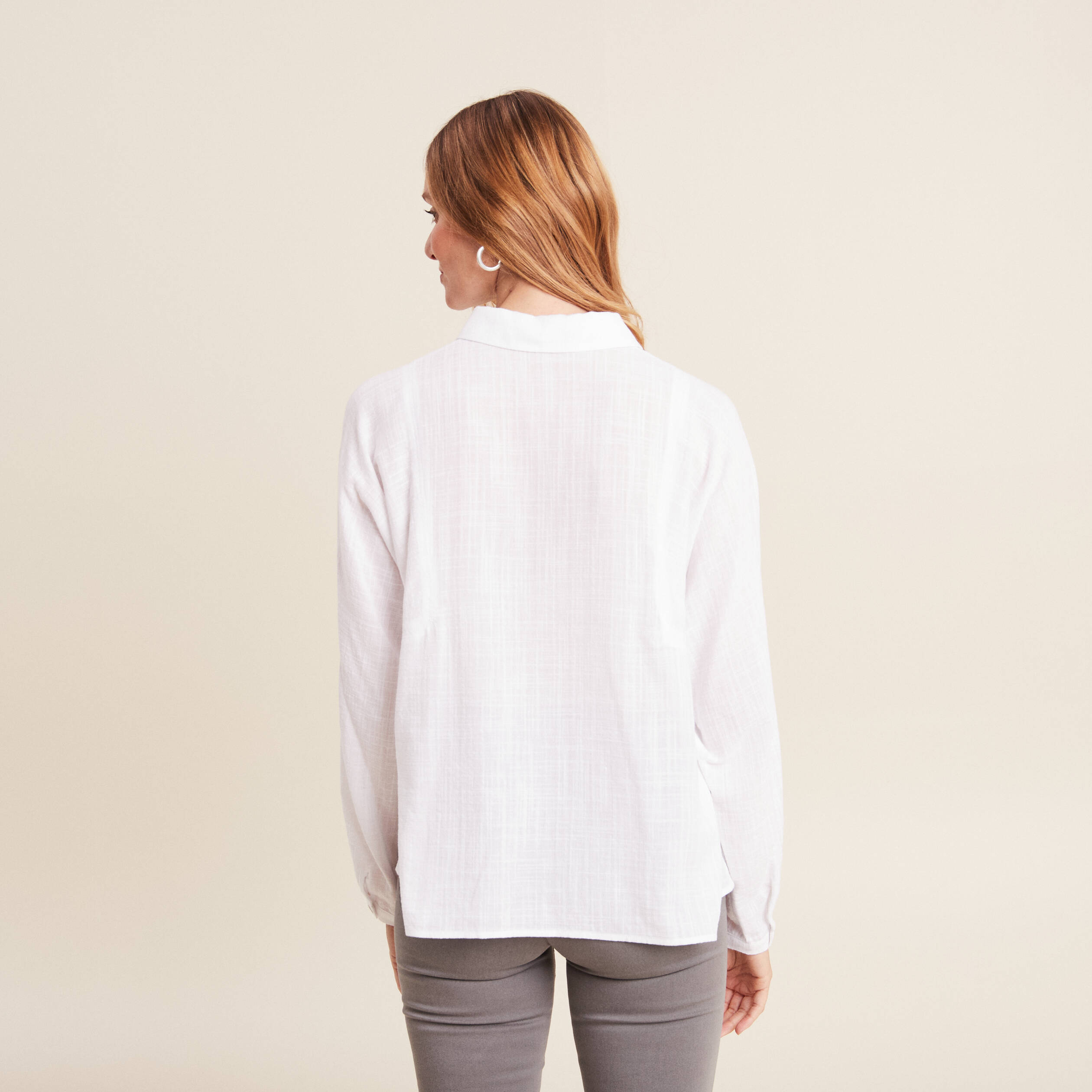 Blouse manches longues ecru femme
