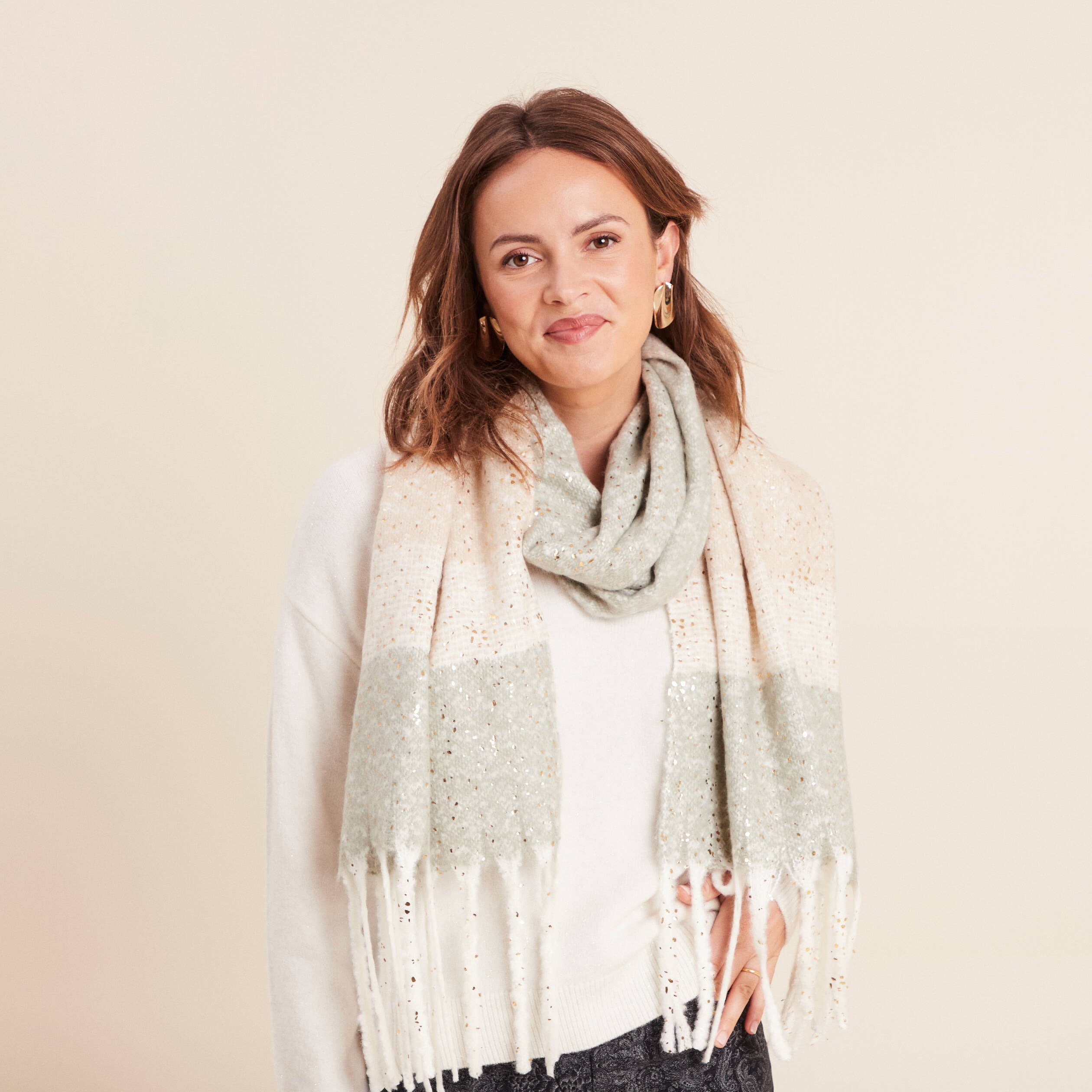 Echarpe Plaid vert pastel femme