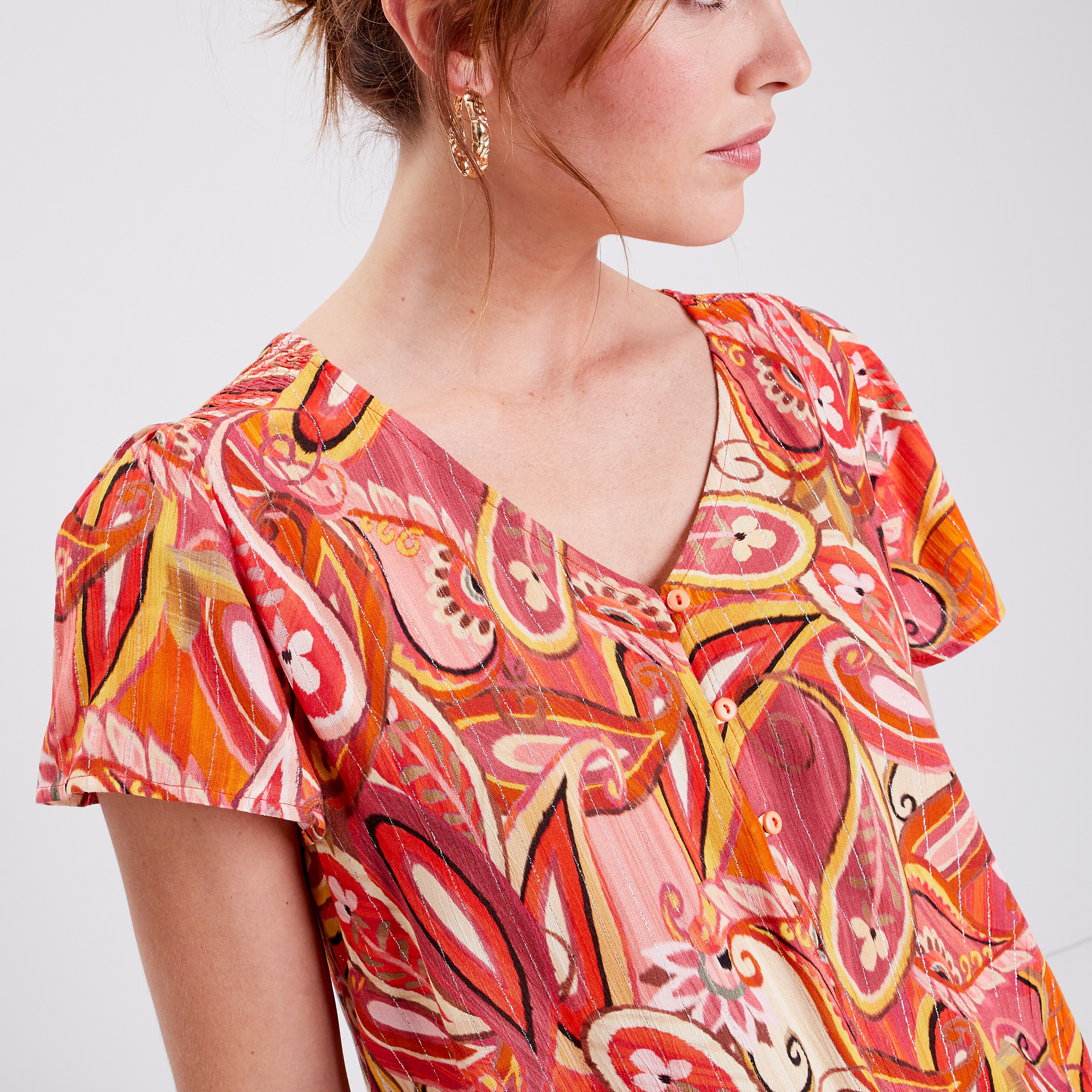 blouse manches courtes orange femme Blouse manches courtes orange femme