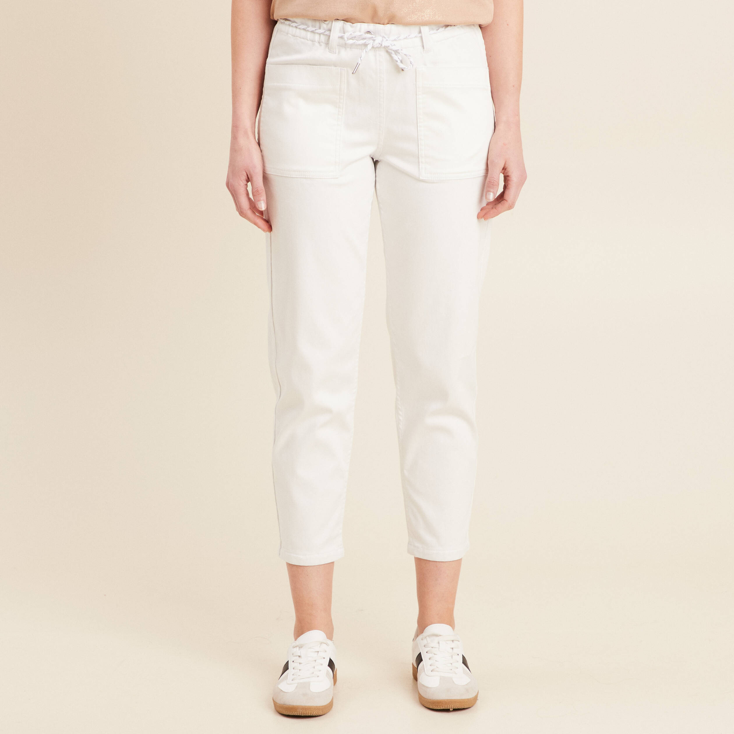 Pantalon droit réversible blanc femme
