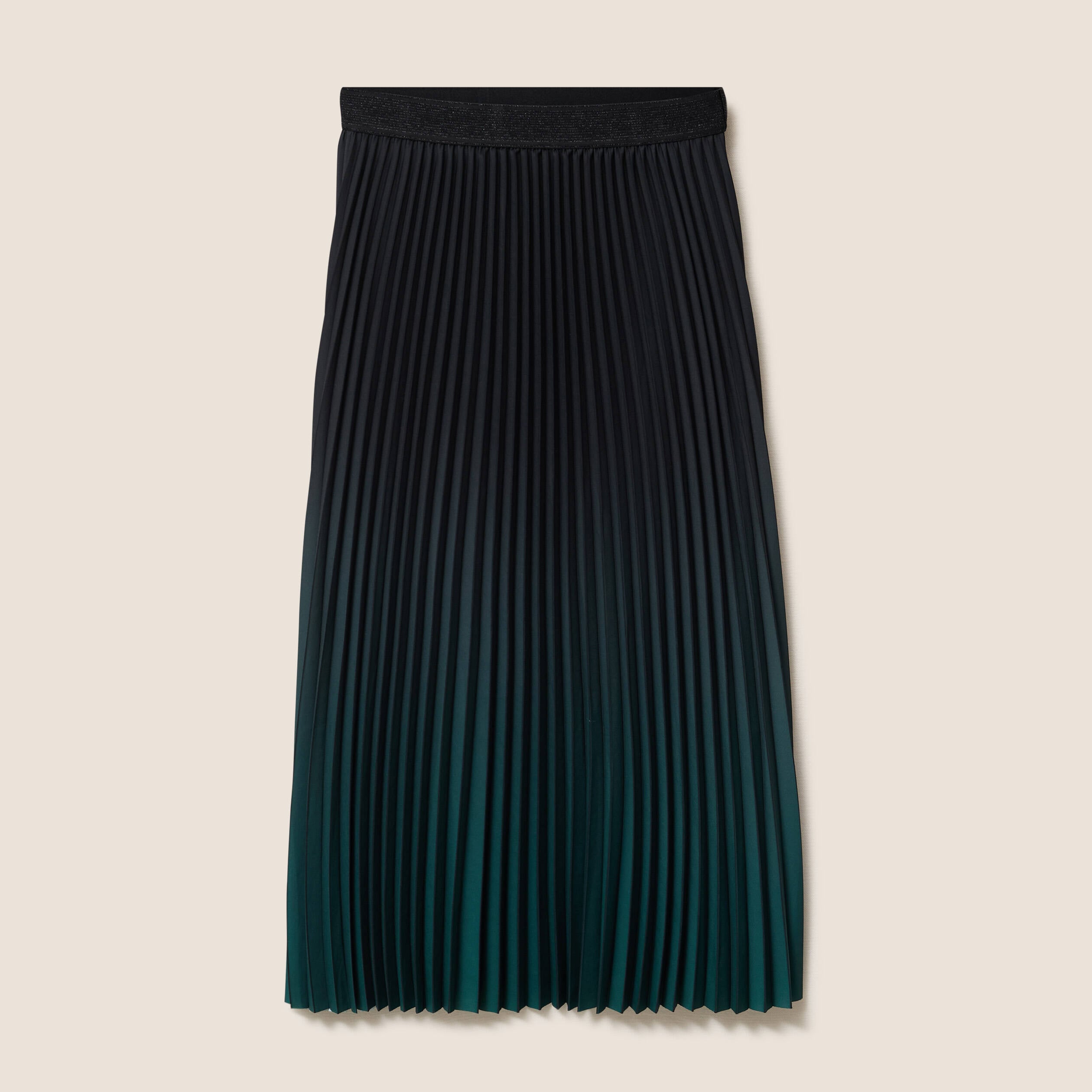 Jupe midi patineuse pliss&eacute;e vert fonc&eacute; femme