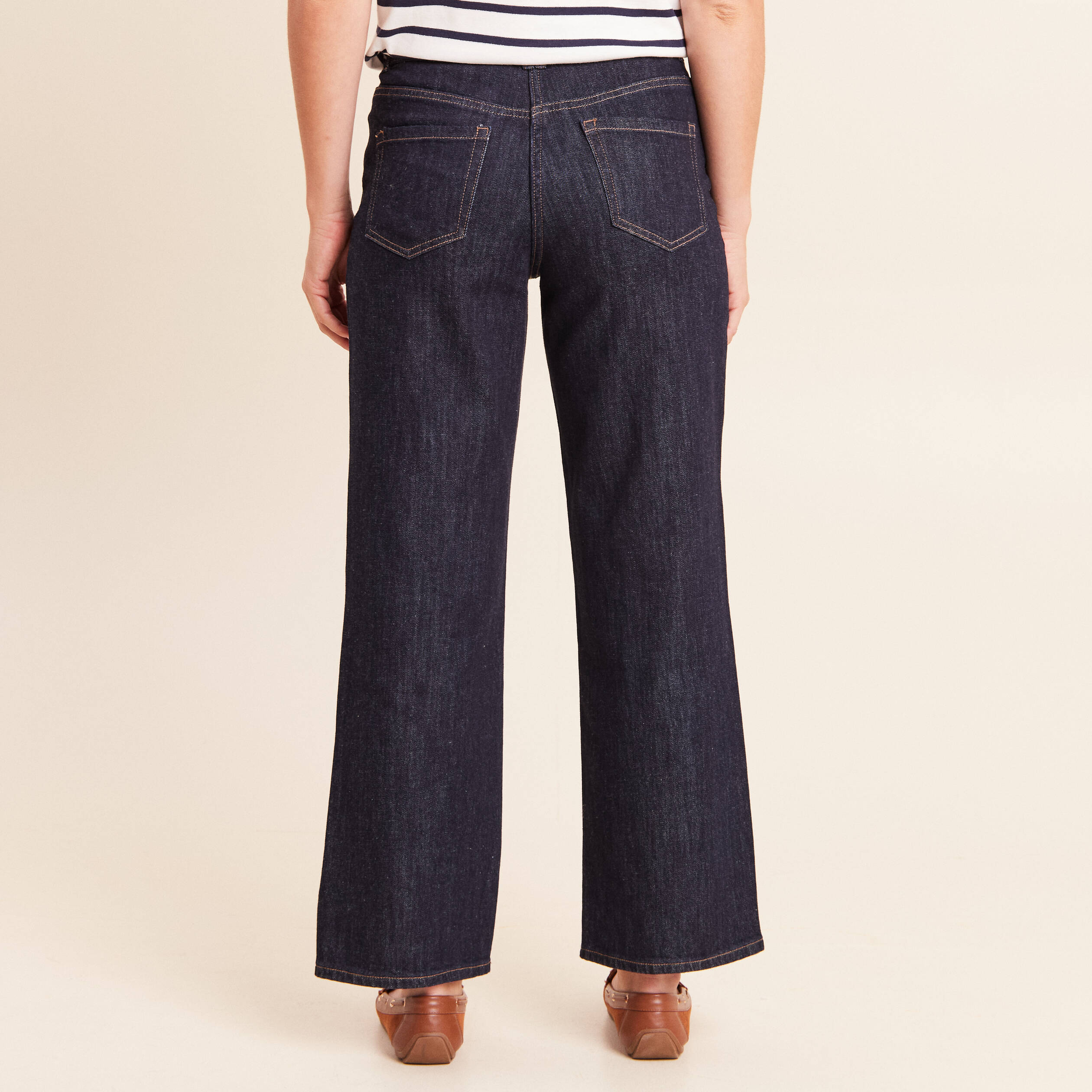 Jean coupe large 7/8&egrave;me taille haute denim brut femme