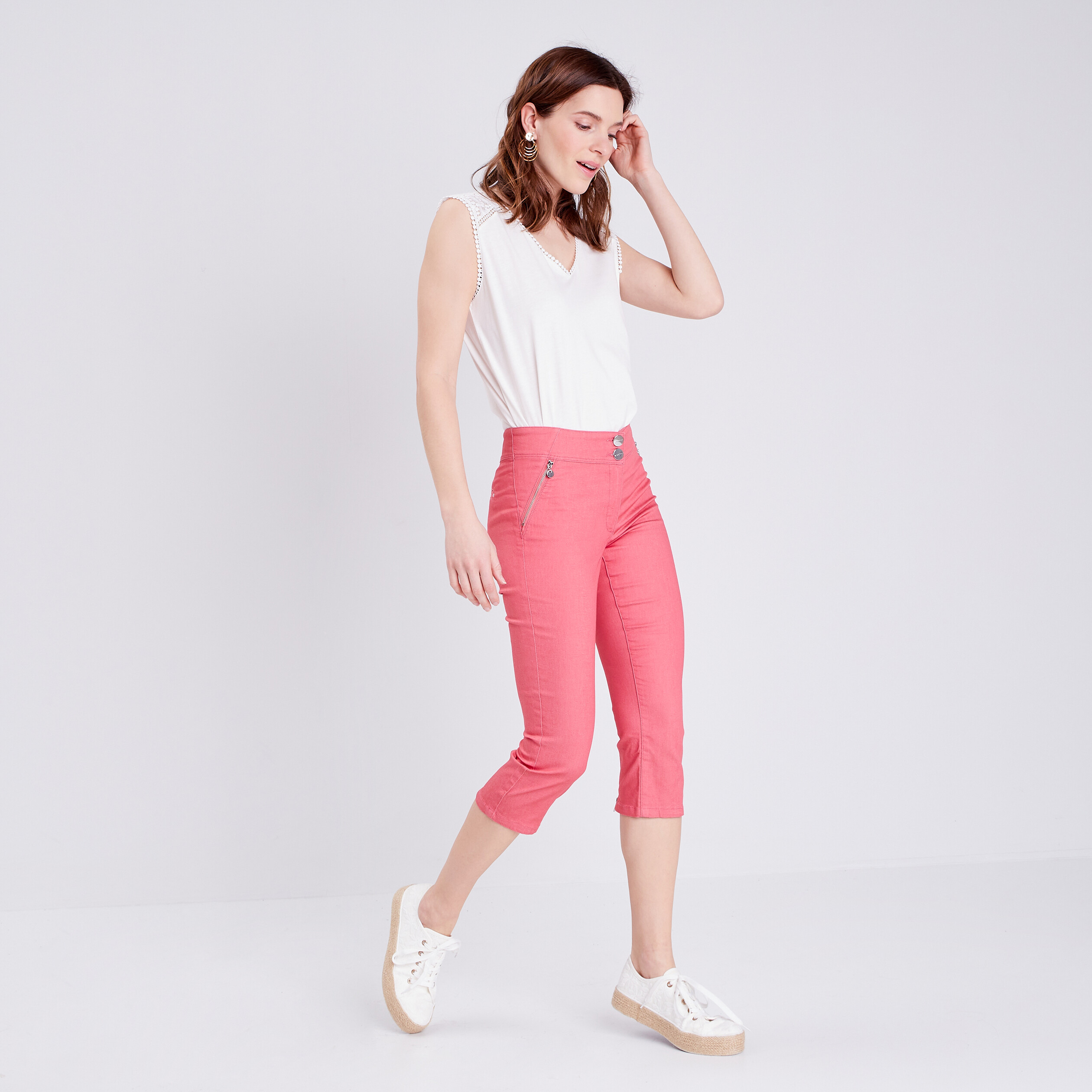 Pantacourt ajust&eacute; vieux rose femme