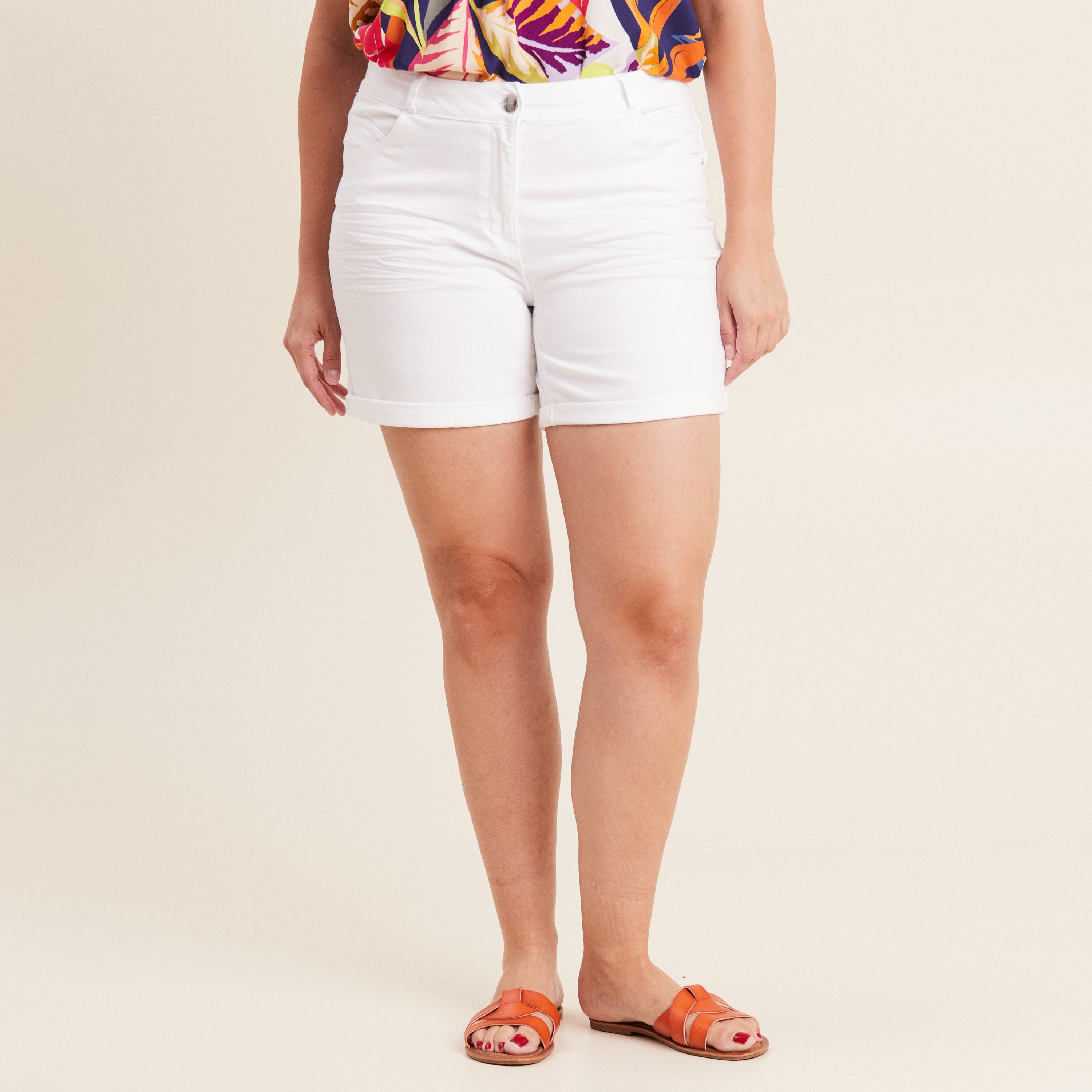 short droit en jean blanc femme Short droit en jean blanc femme