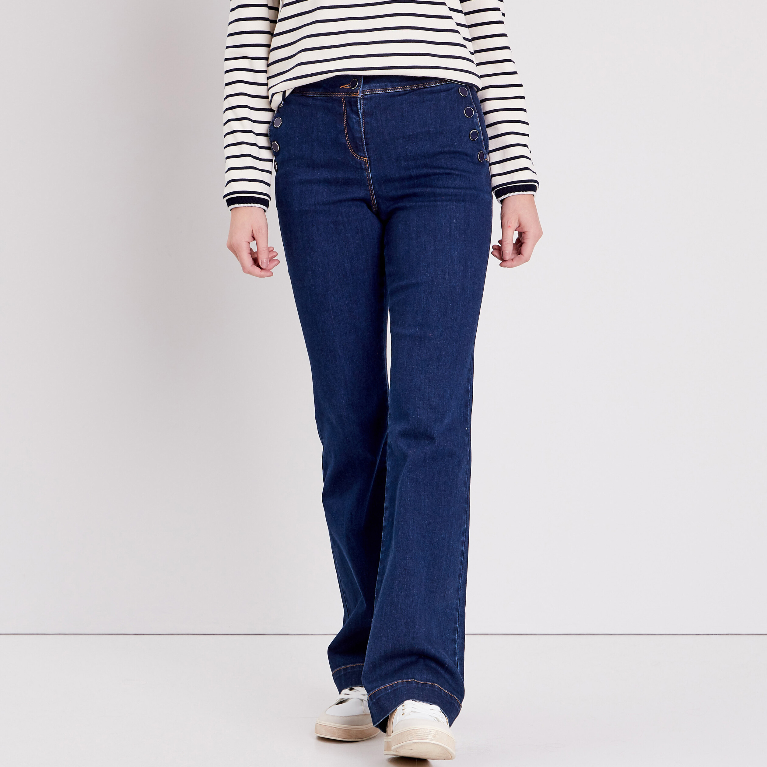 Jean bootcut taille haute denim stone femme