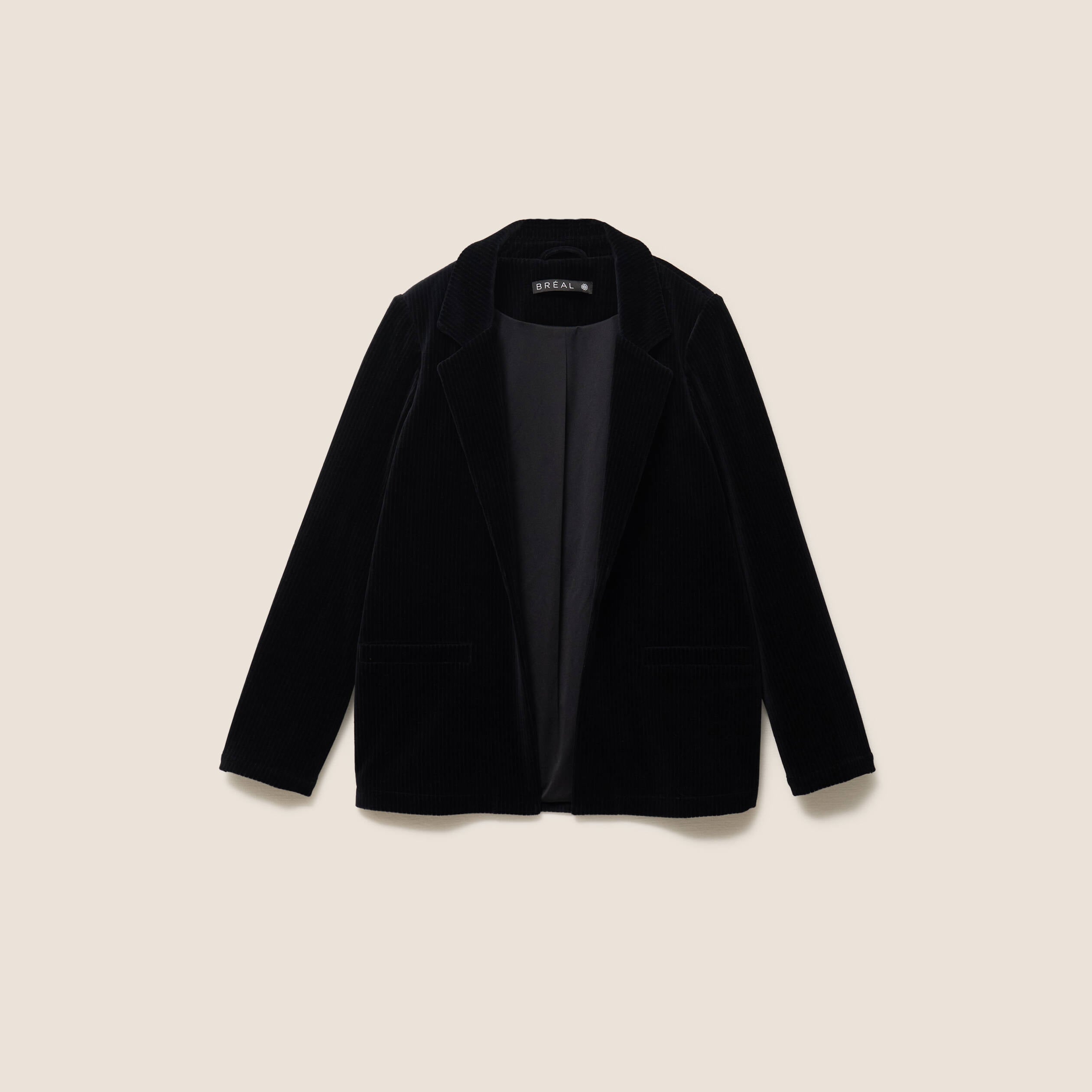 Blazer col tailleur doubl&eacute; noir femme