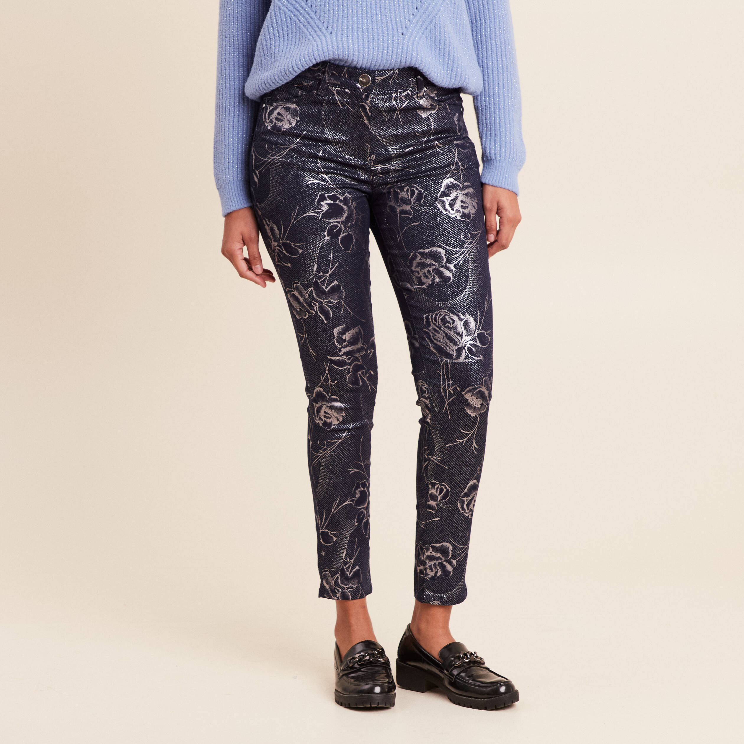 Pantalon magique Le L&eacute;ger enduit bleu femme