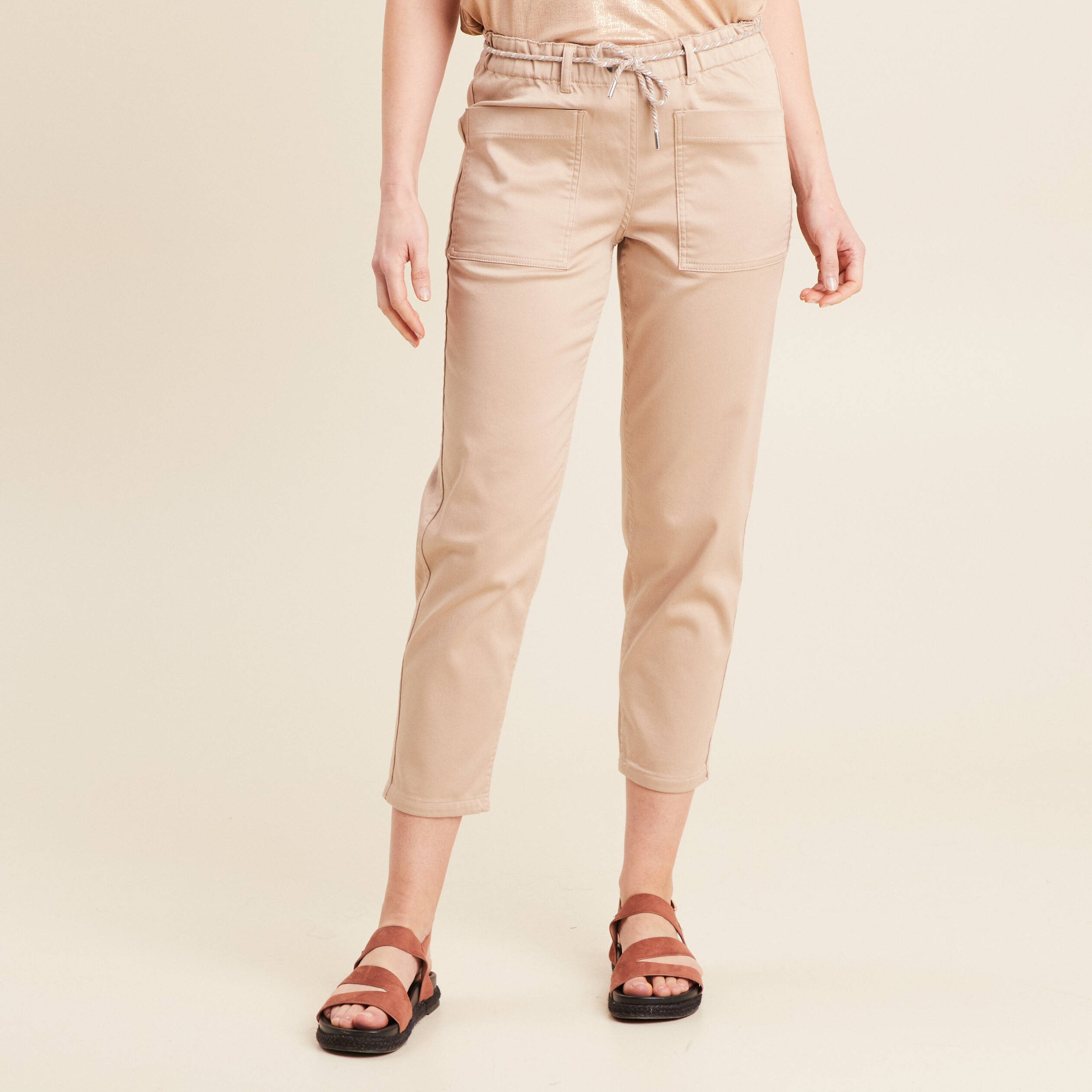 Pantalon droit réversible taupe femme