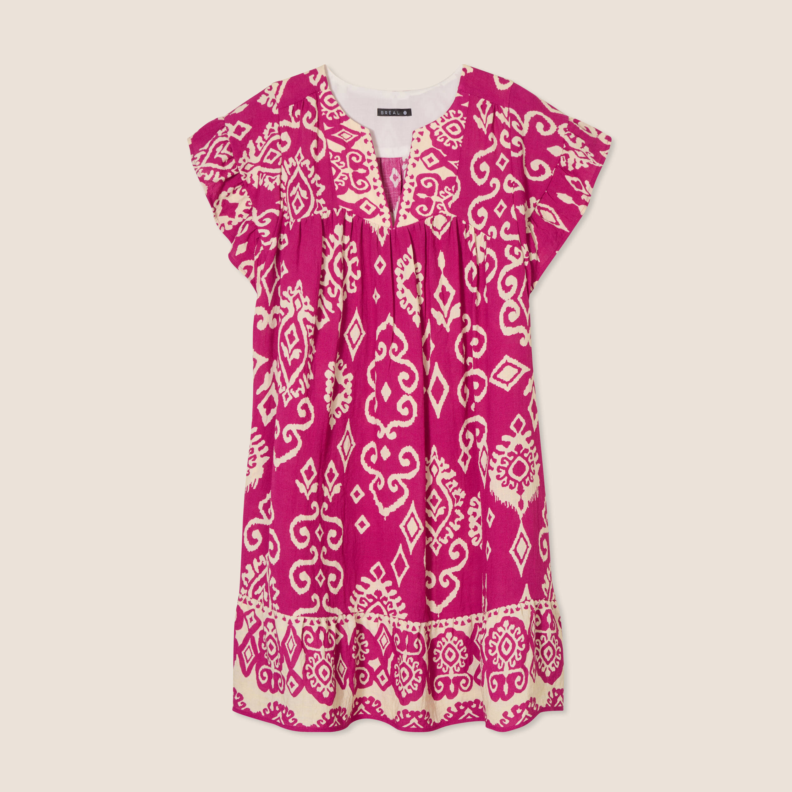 Robe évasée fluide rose fushia femme