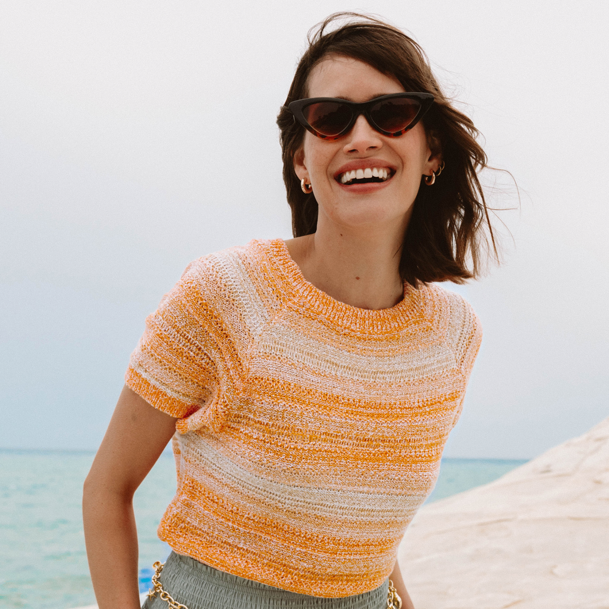 Pull col montant manches courtes - Balsamik - Femme