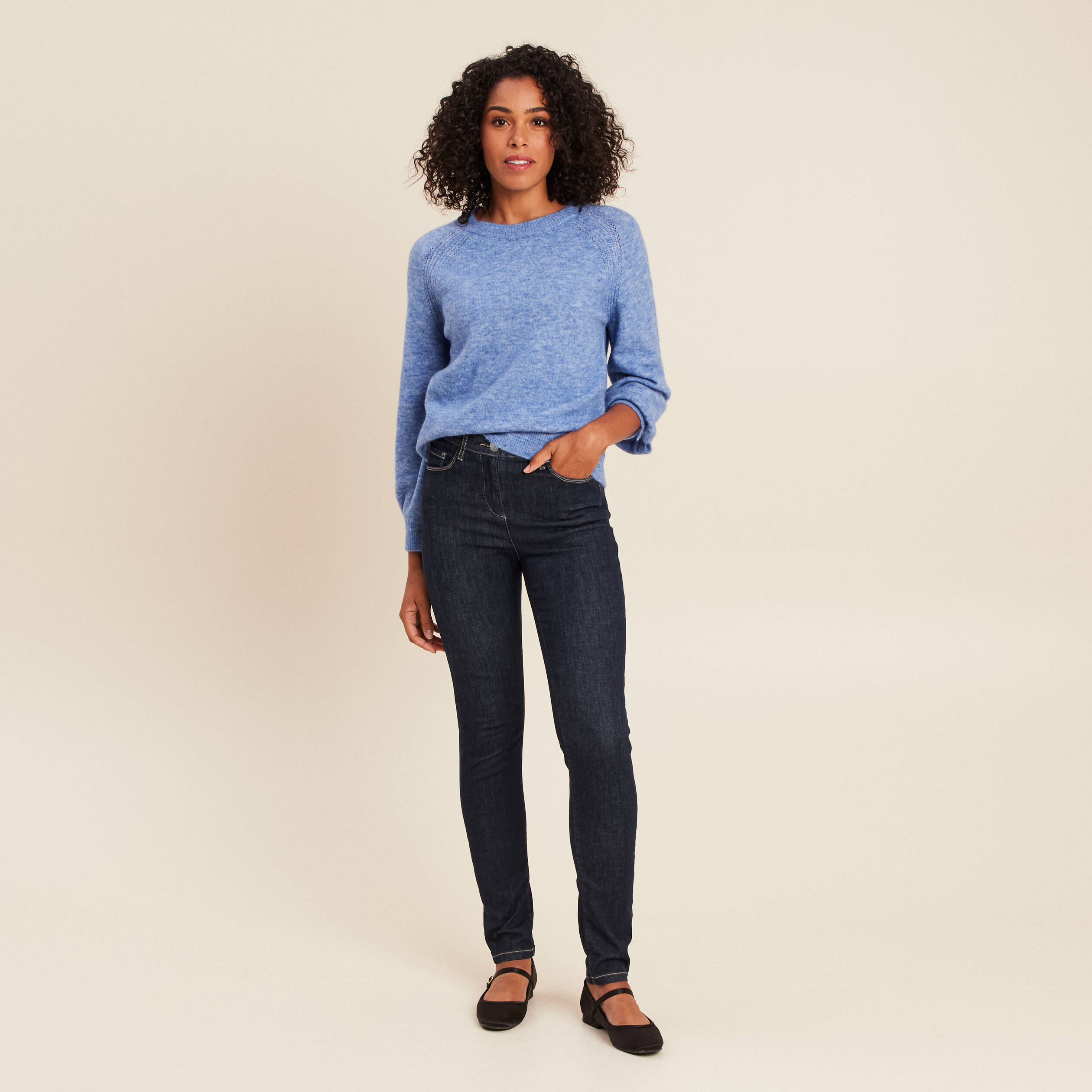 Pull Femme Bleu De Sym - Taille L - Bleu à Motifs Gris - 100% Acrylique - Occasion Très Bon état