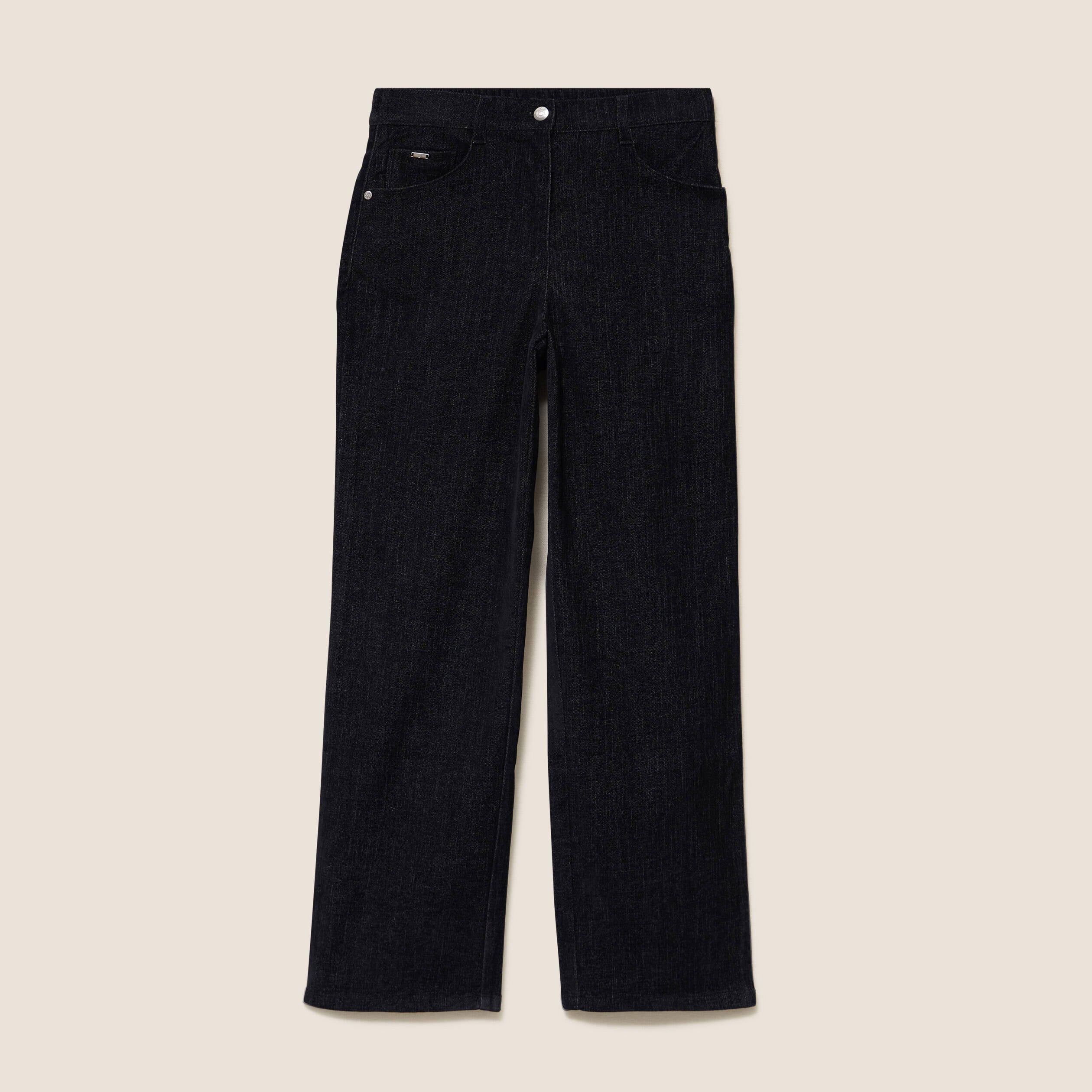 Jean taille haute en velours denim brut femme