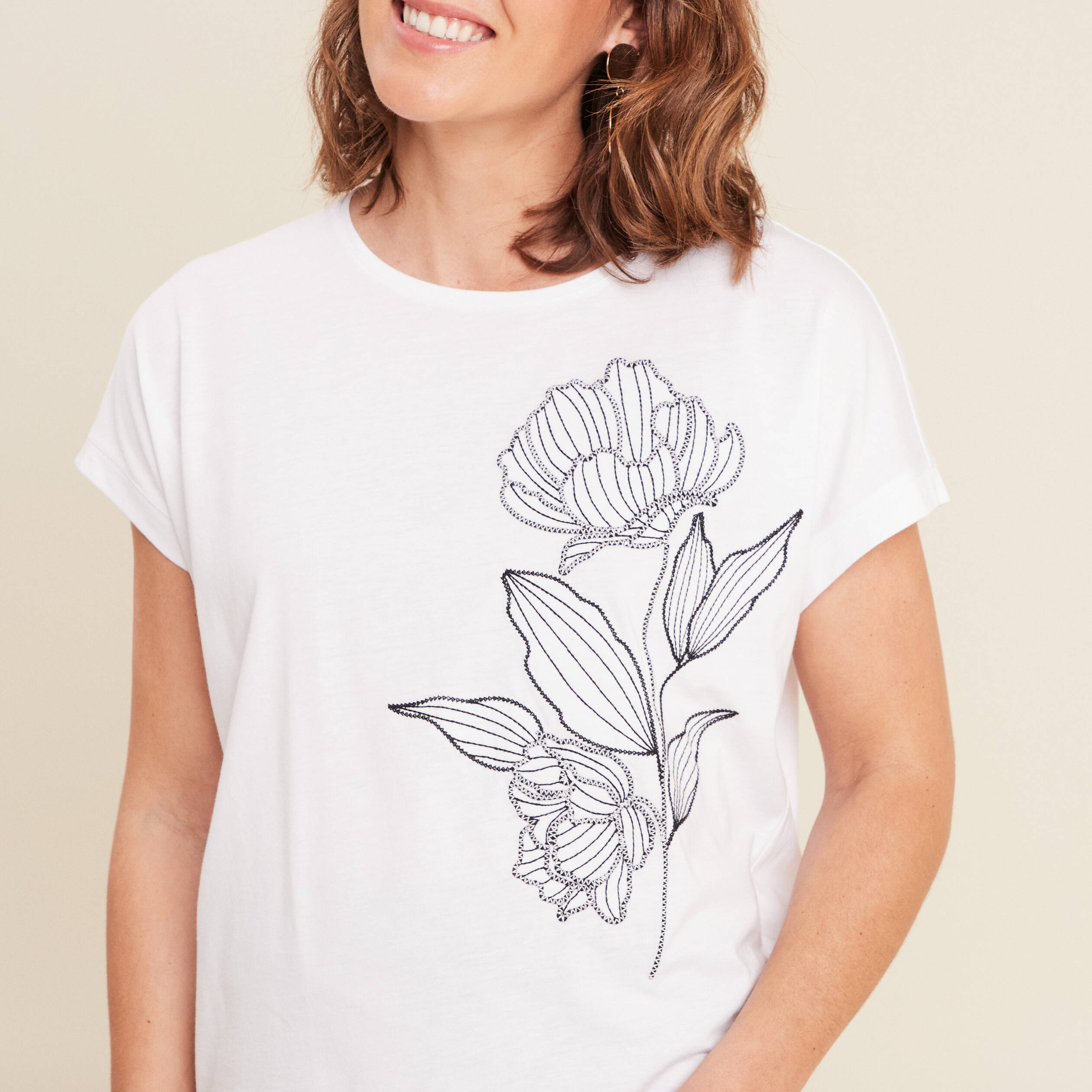 t shirt manches courtes blanc femme T-shirt manches courtes blanc femme