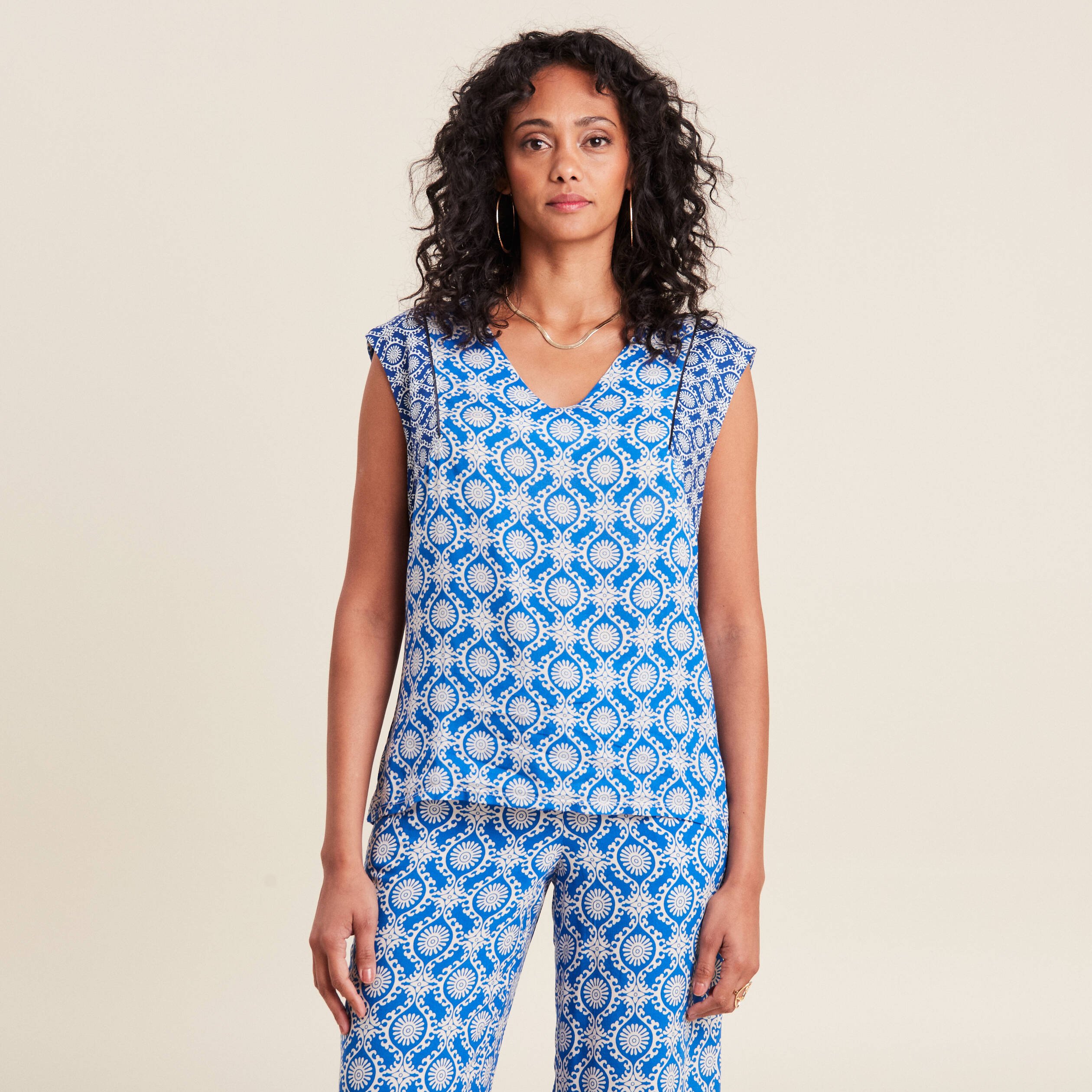 Débardeur sans manches bleu femme