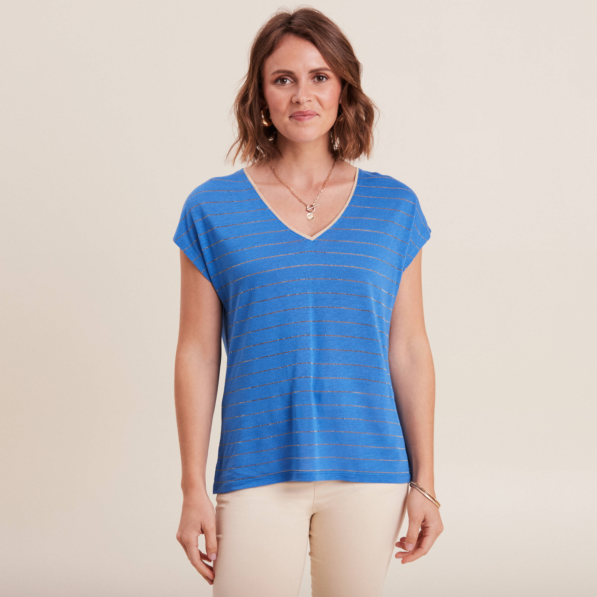 T-shirt manches courtes bleu femme
