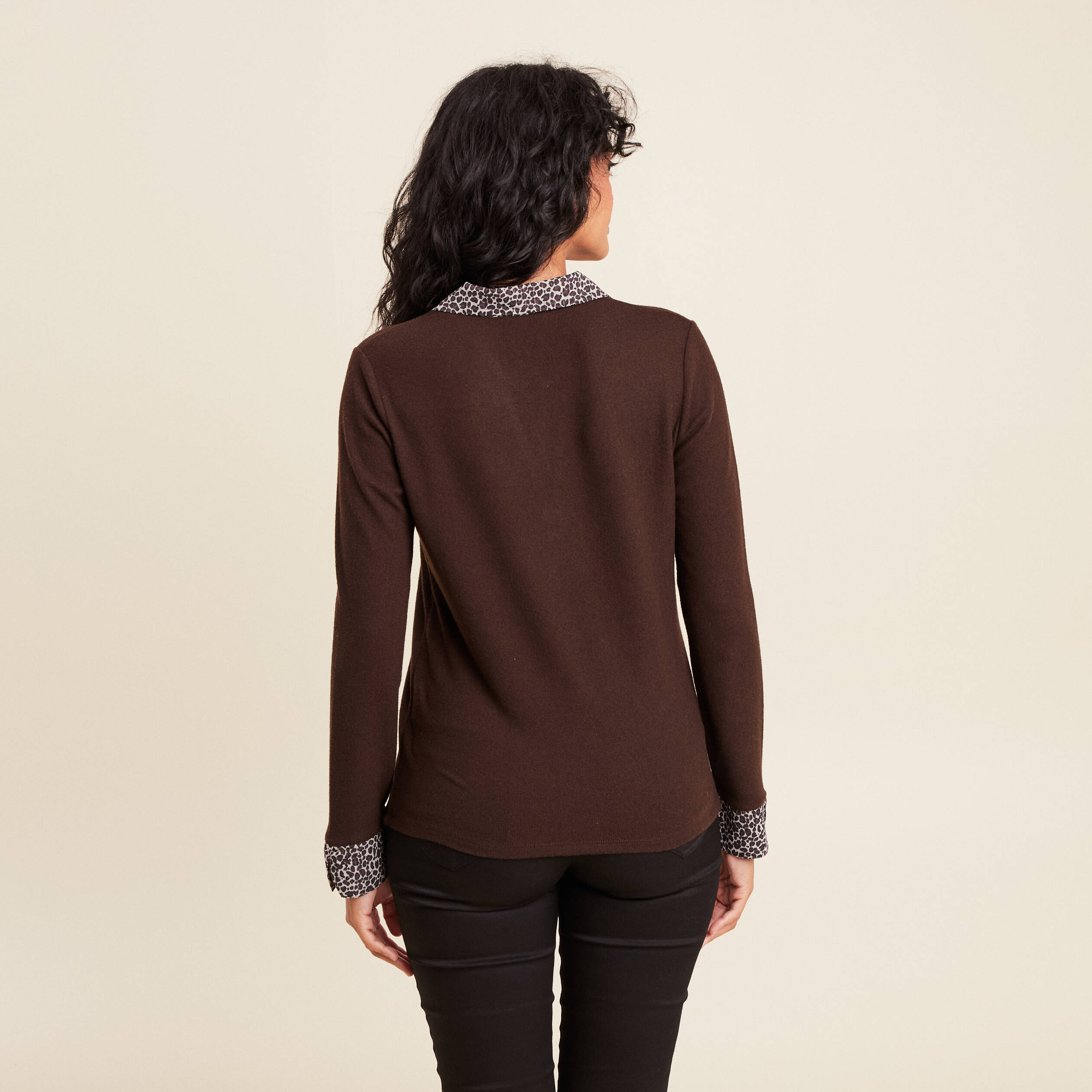 t shirt manches longues marron fonce femme T-shirt manches longues marron foncé femme