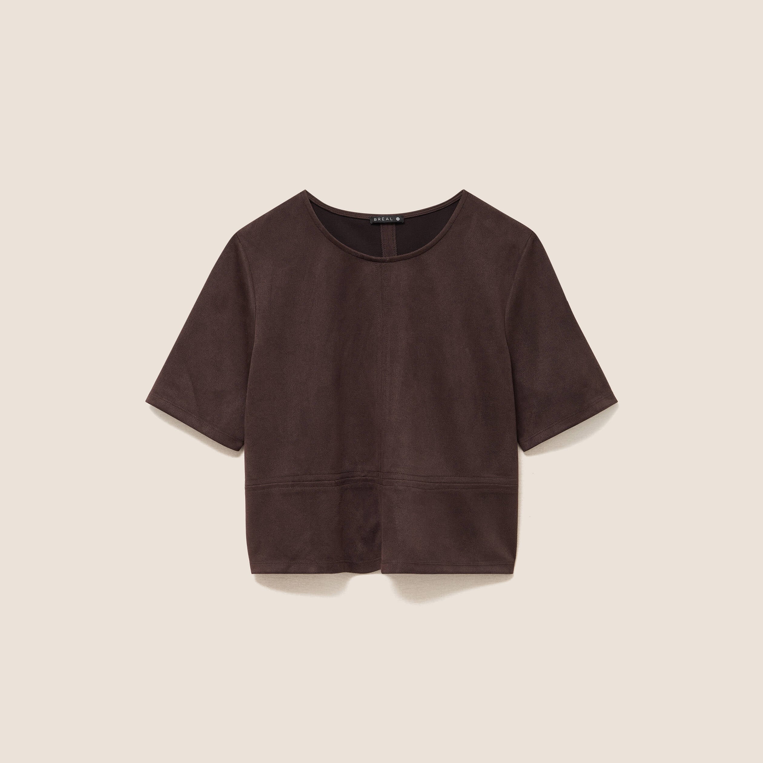 Top en suedine marron fonc&eacute; femme