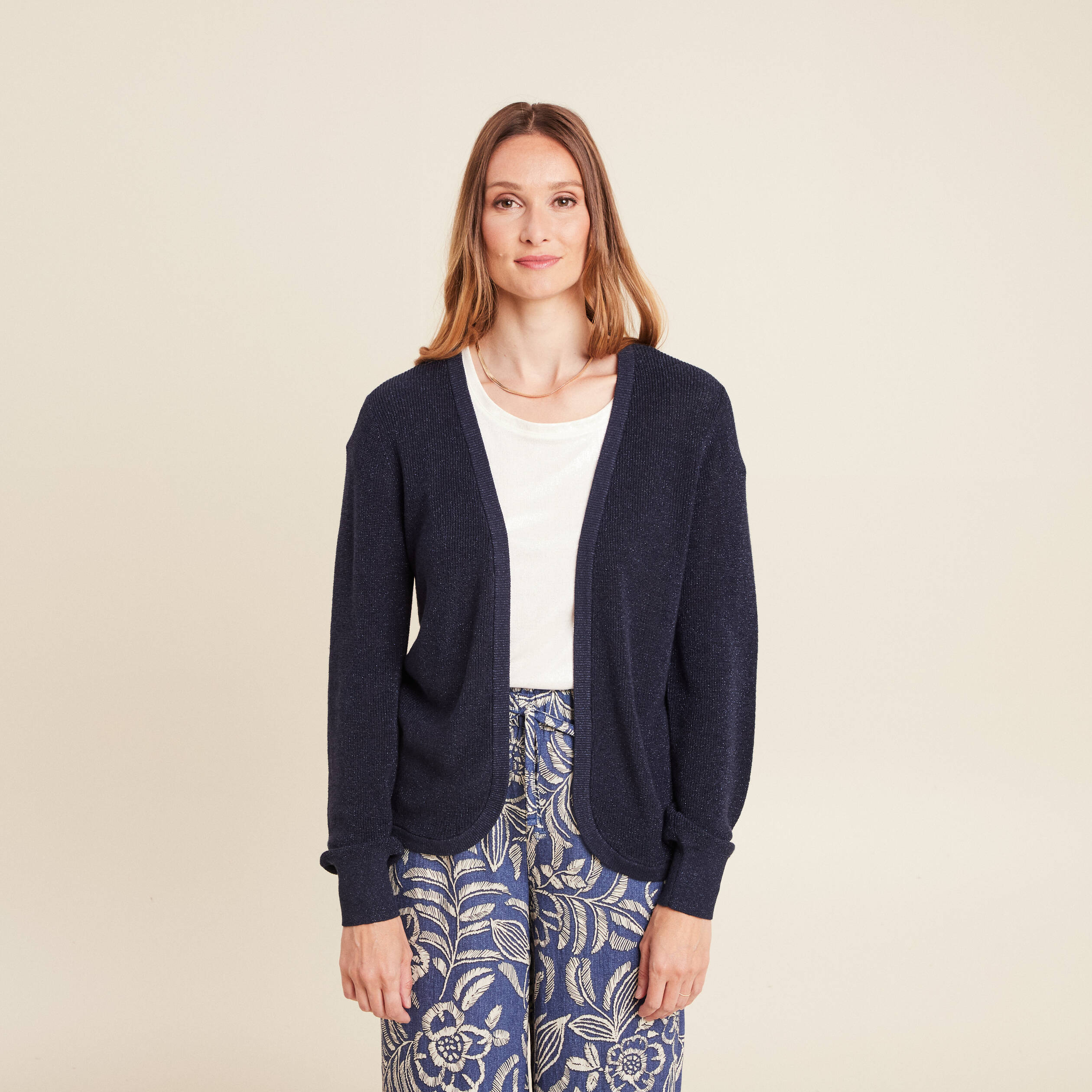 gilet manches longues bleu marine femme Gilet manches longues bleu marine femme