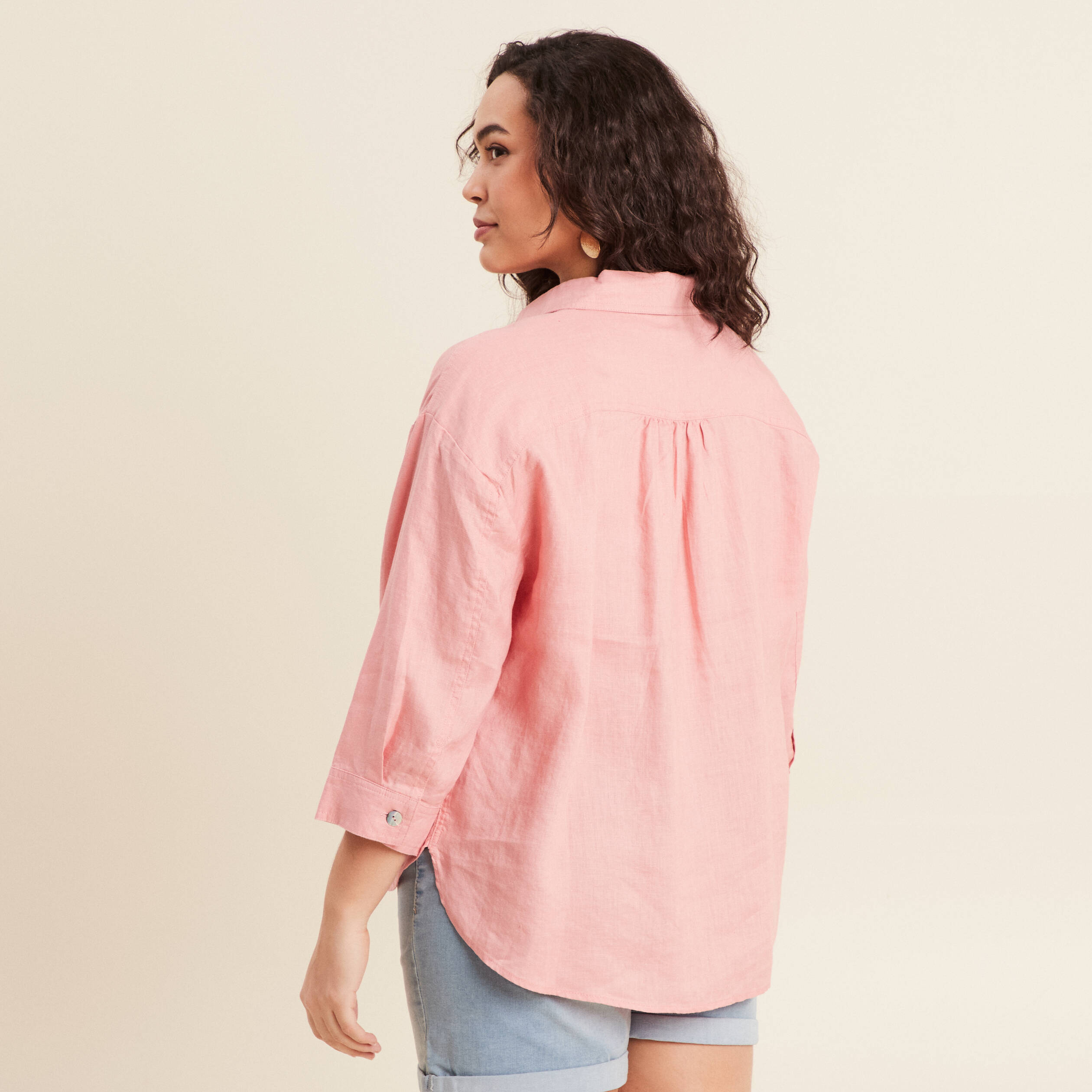 Chemise manches 3/4 vieux rose femme