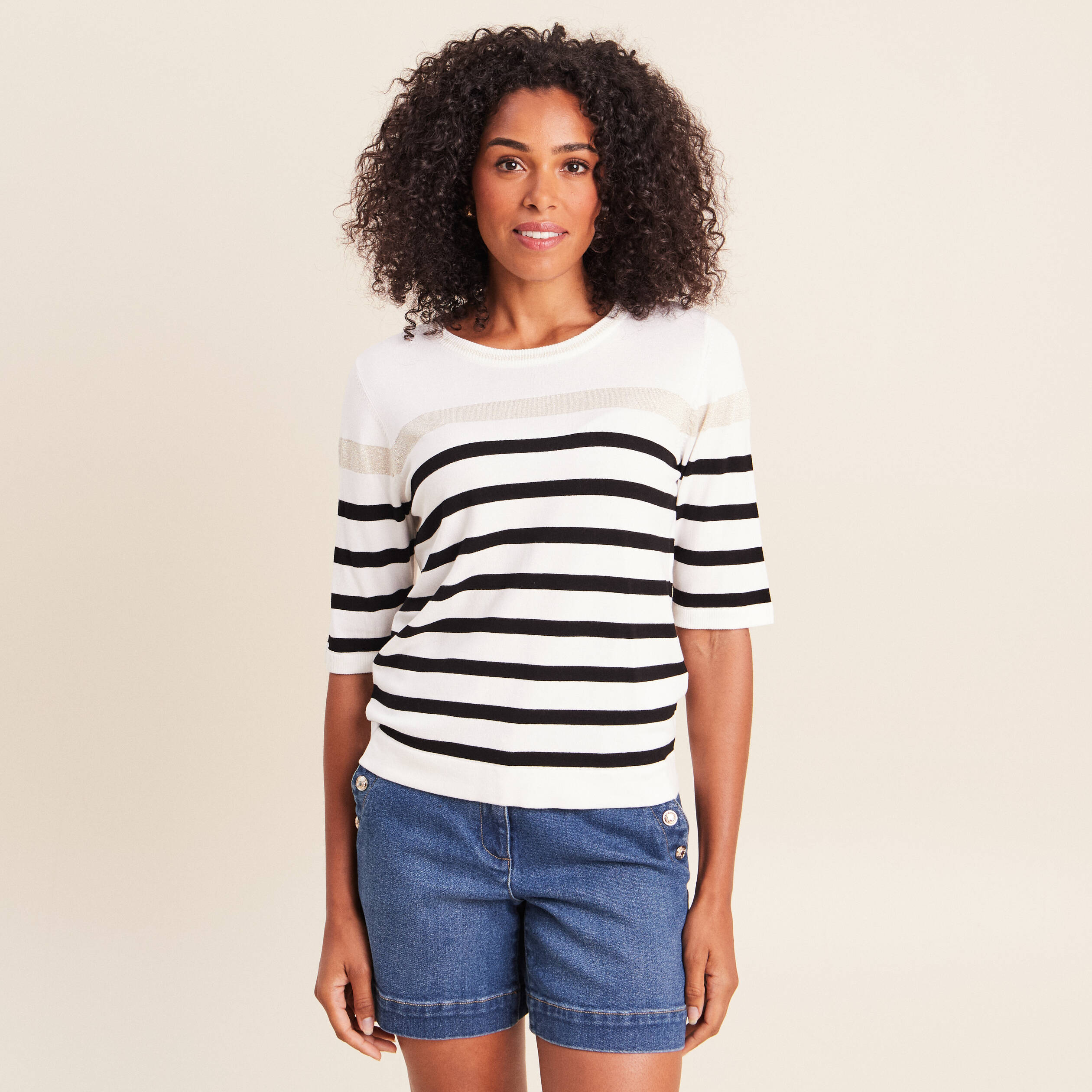 Pull col rond noir femme