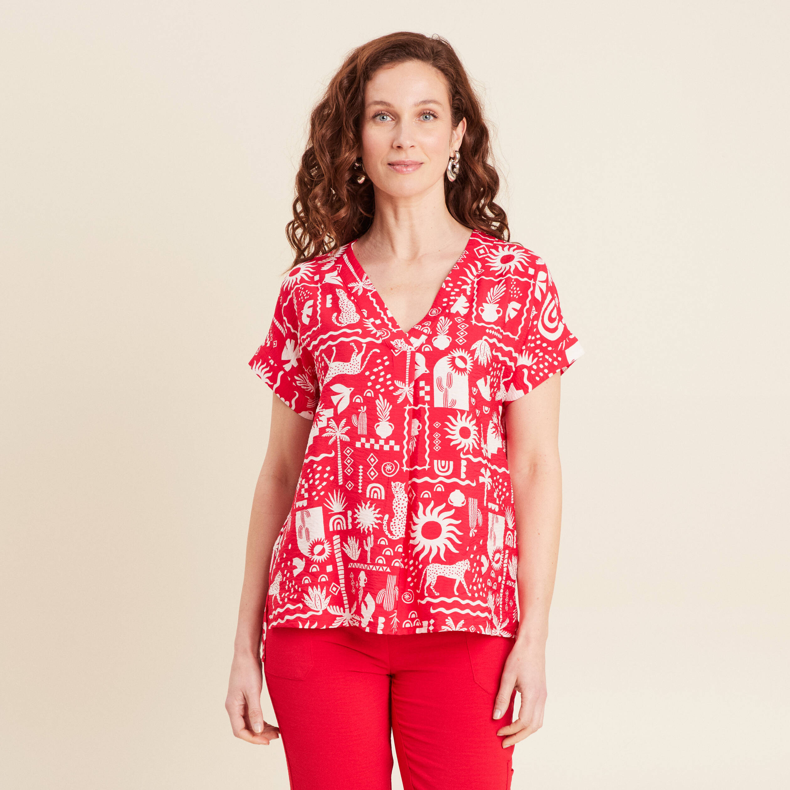 blouse manches courtes rouge femme Blouse manches courtes rouge femme