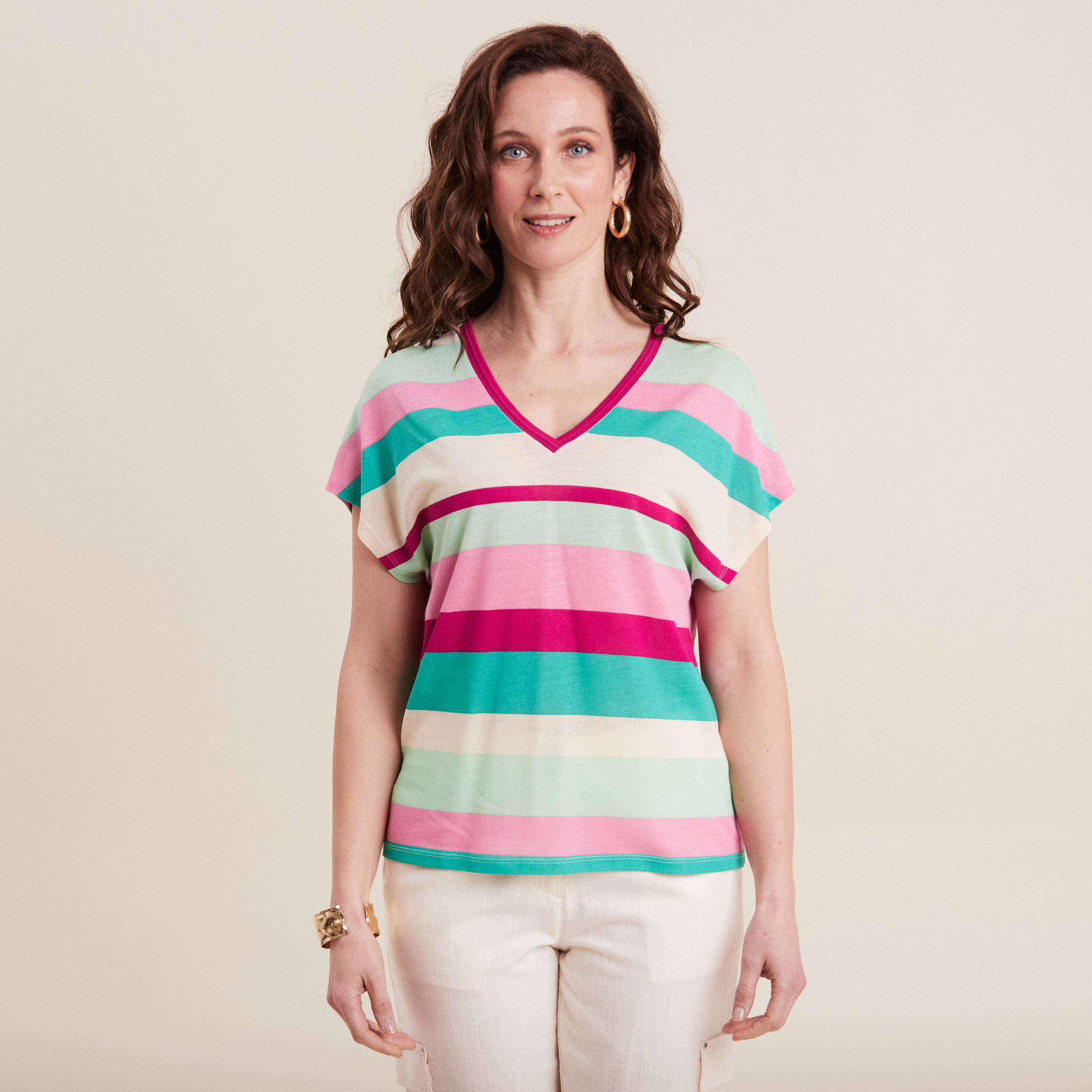 T-shirt manches courtes rose femme