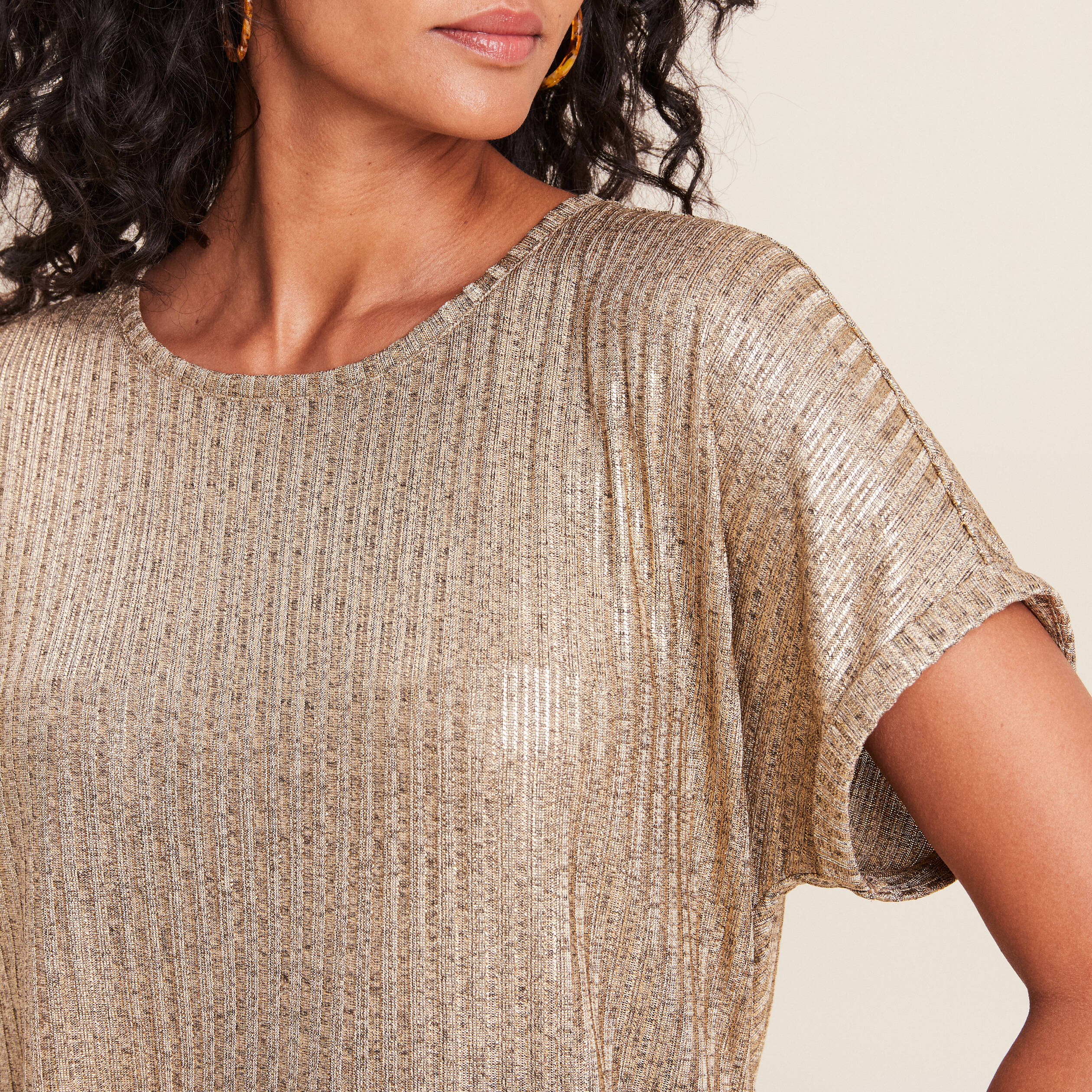 T-shirt manches courtes irisé couleur or femme