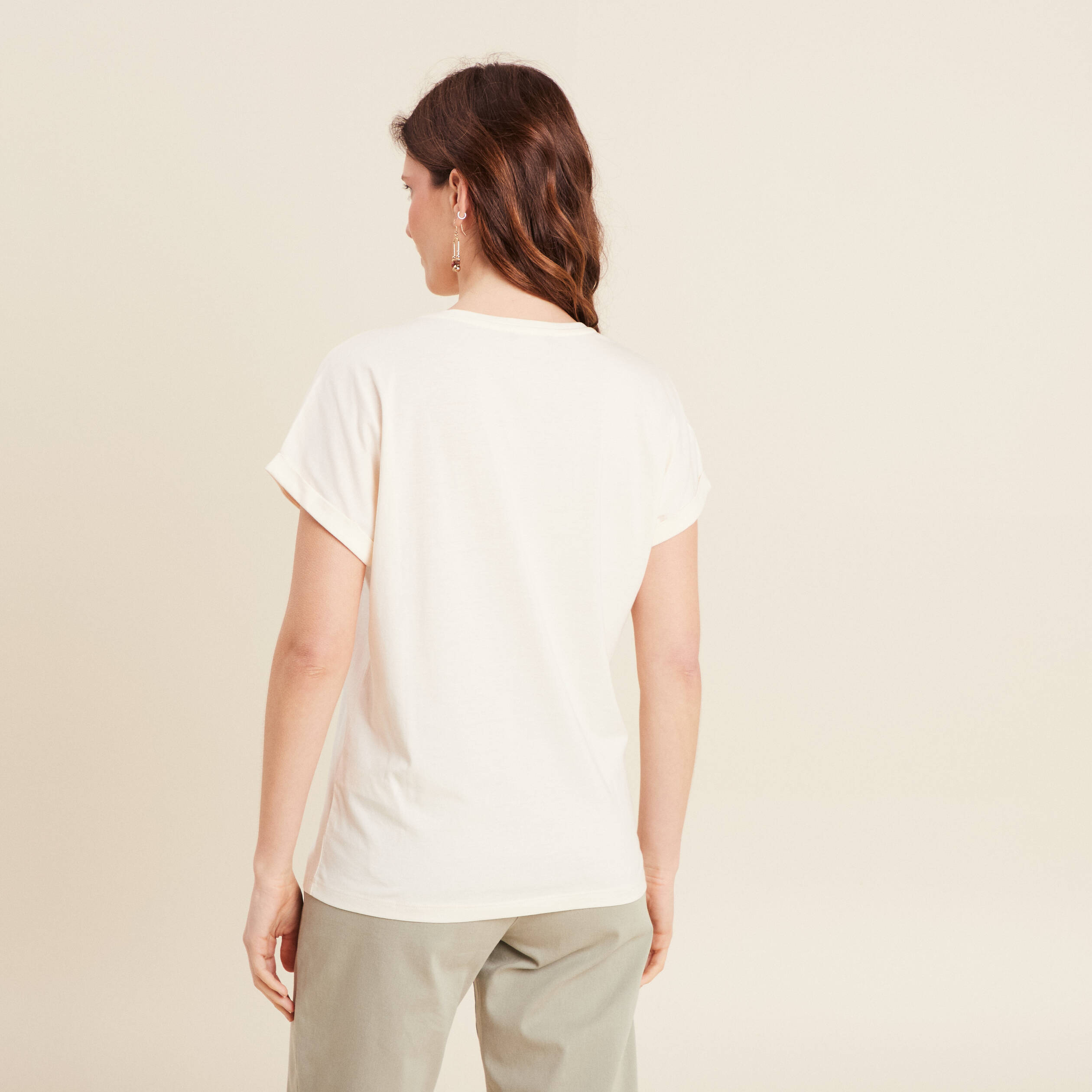 T-shirt manches courtes ecru femme