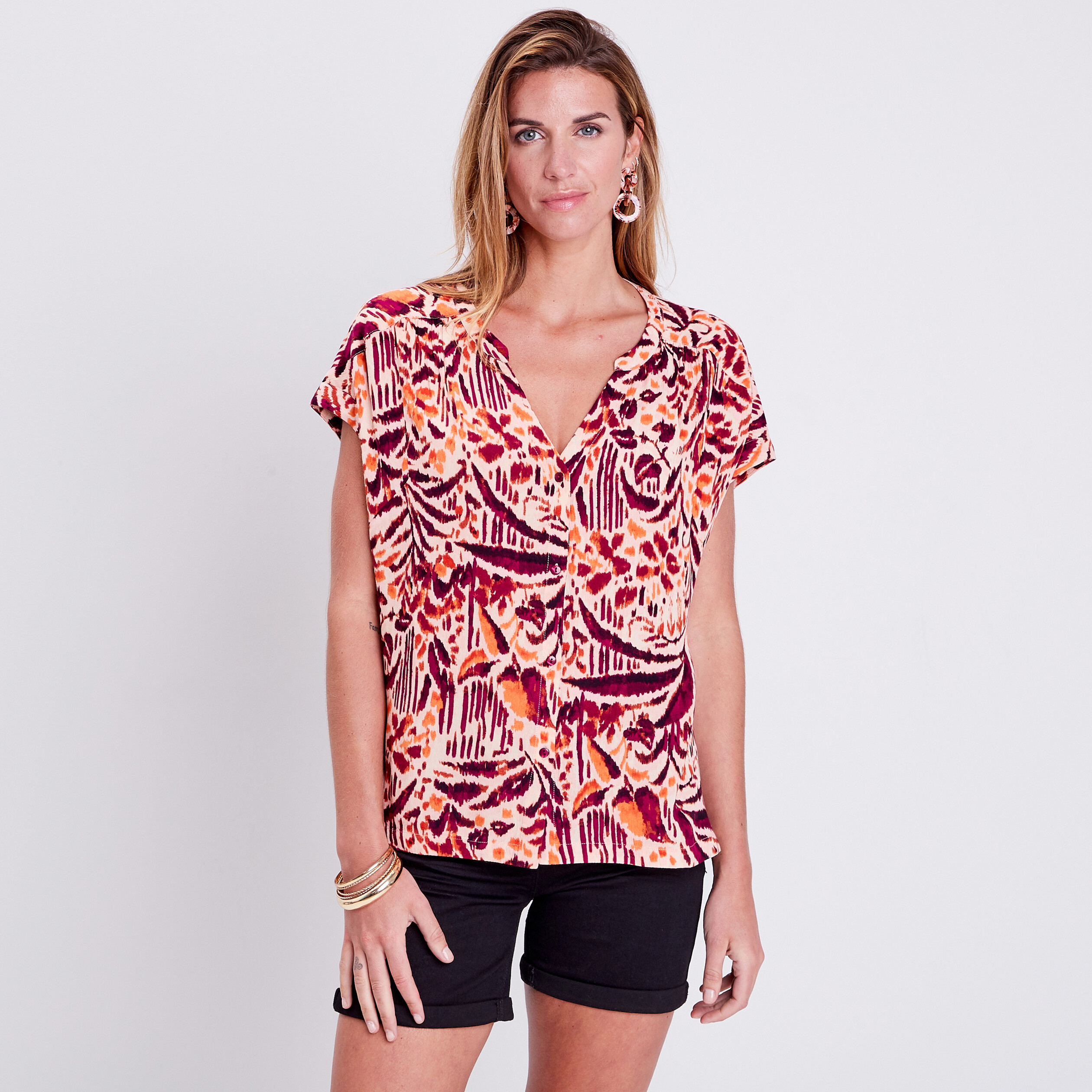 Blouse manches courtes rose clair femme
