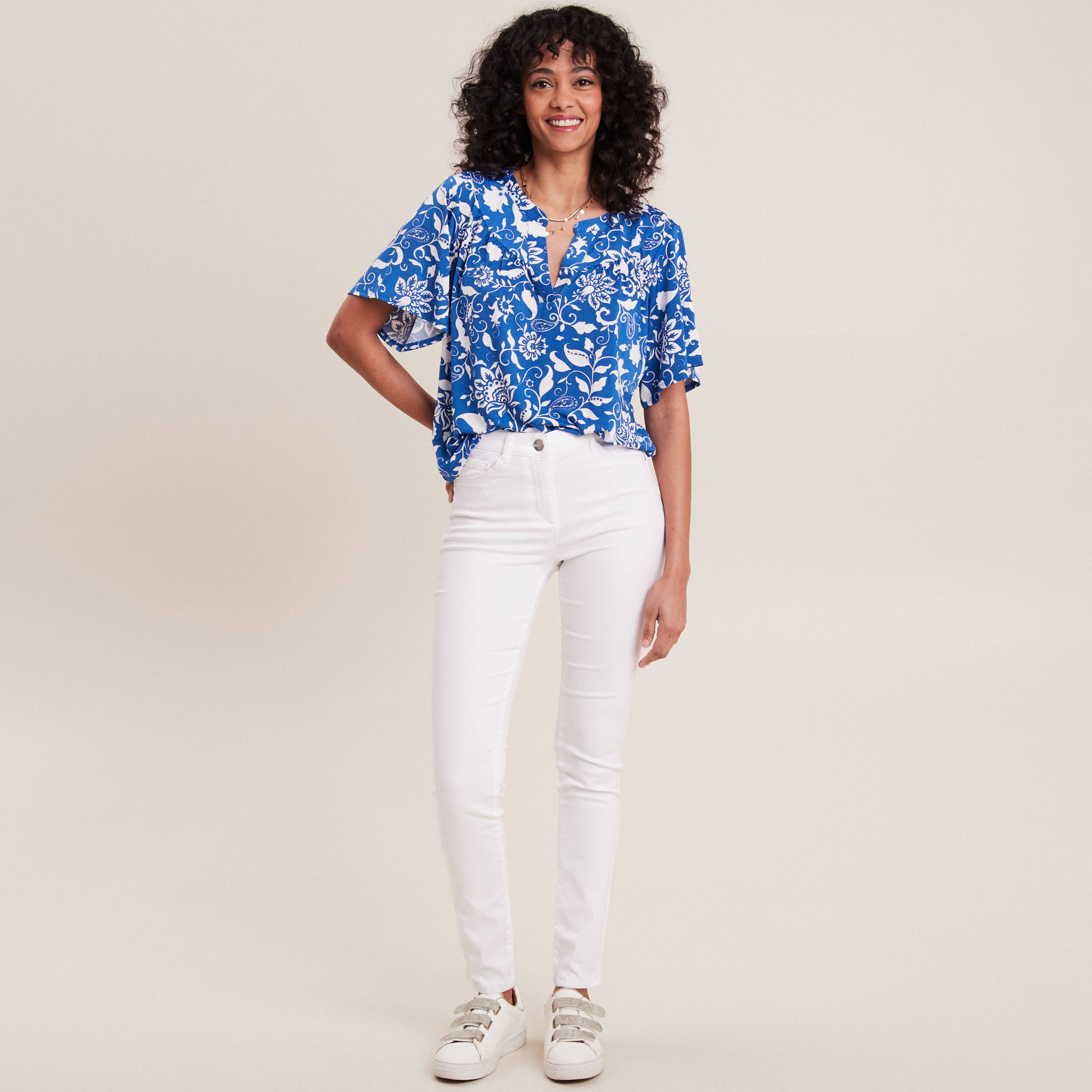 T-shirt manches courtes bleu femme