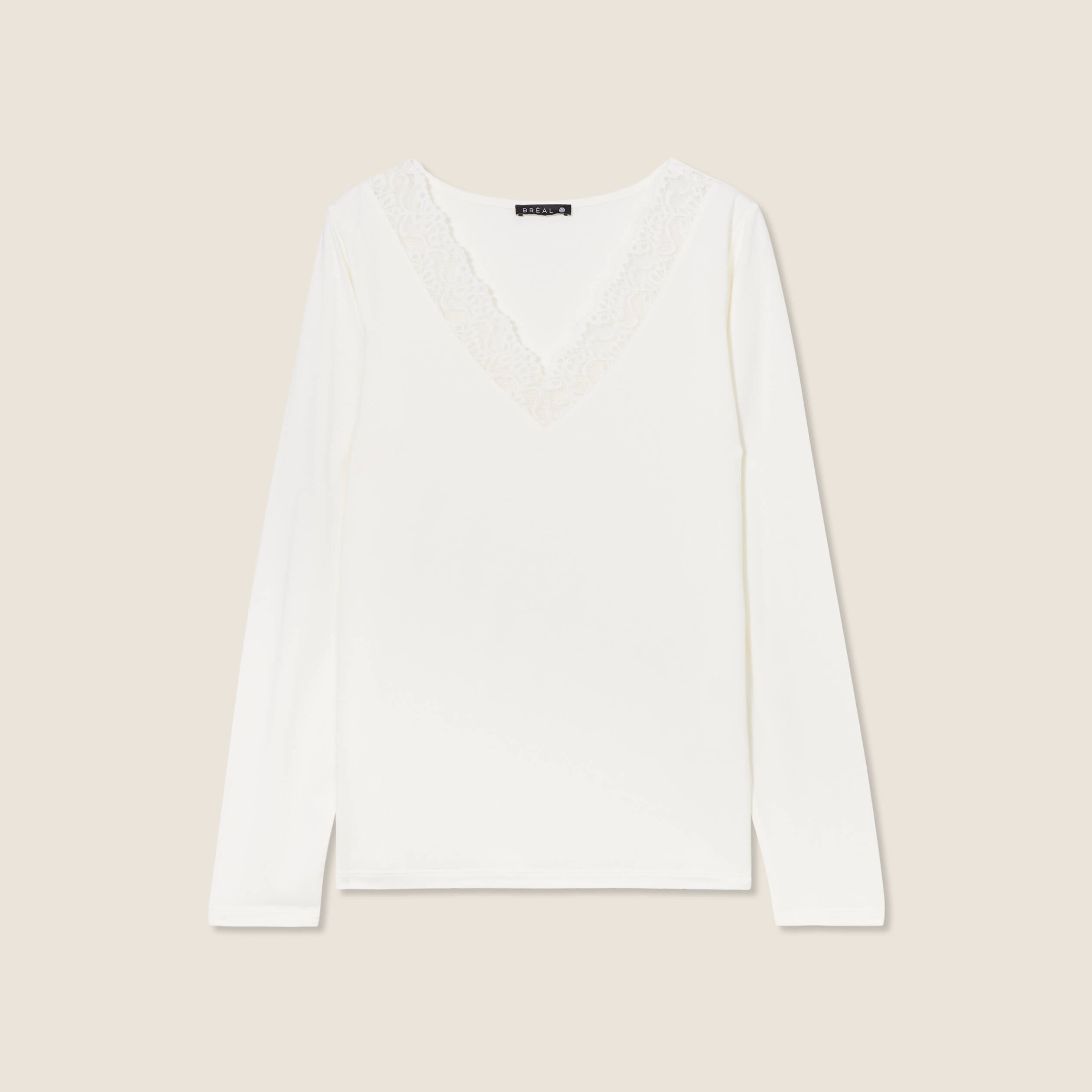 T-shirt thermo-douceur manches longues ecru femme