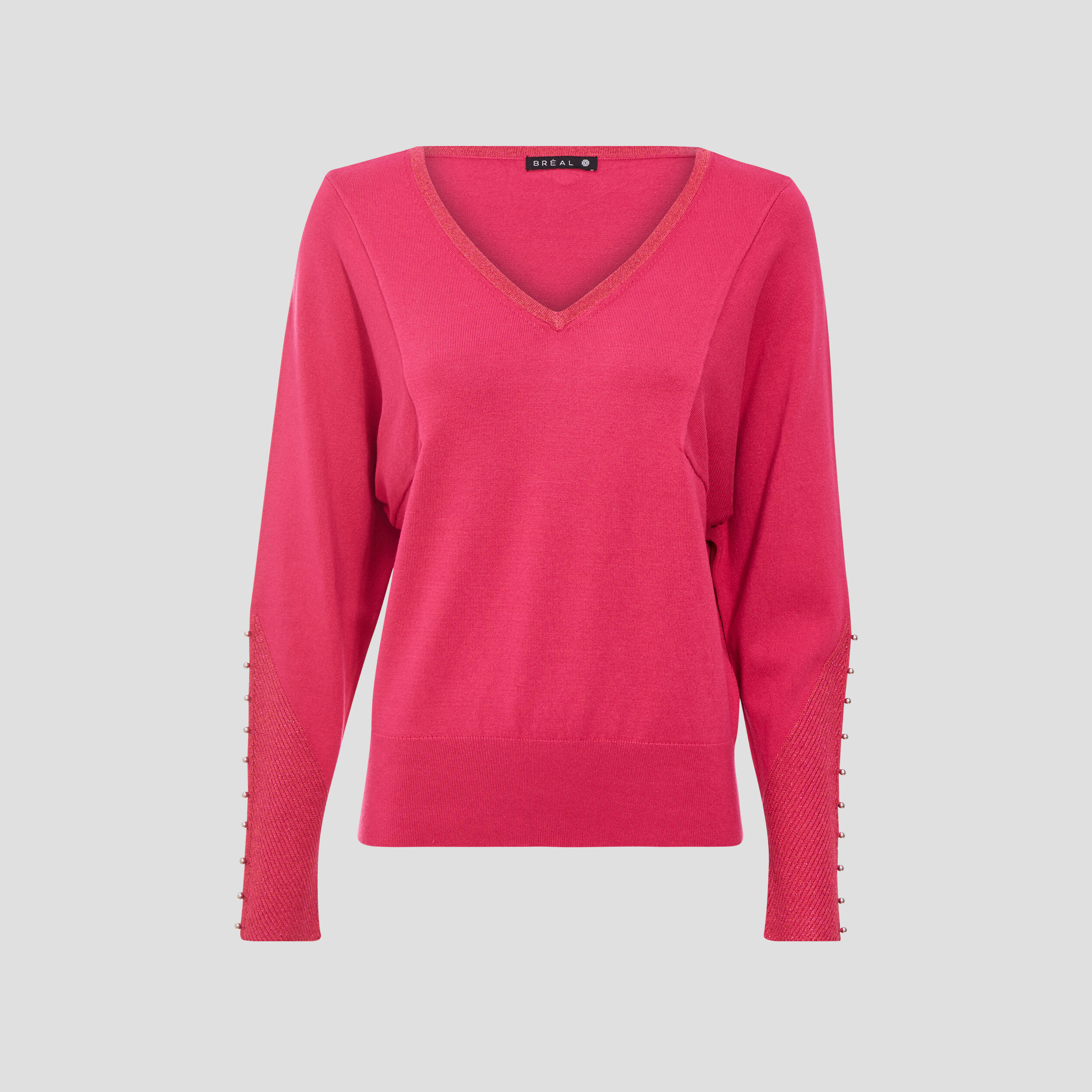 Pull manches longues rose framboise femme