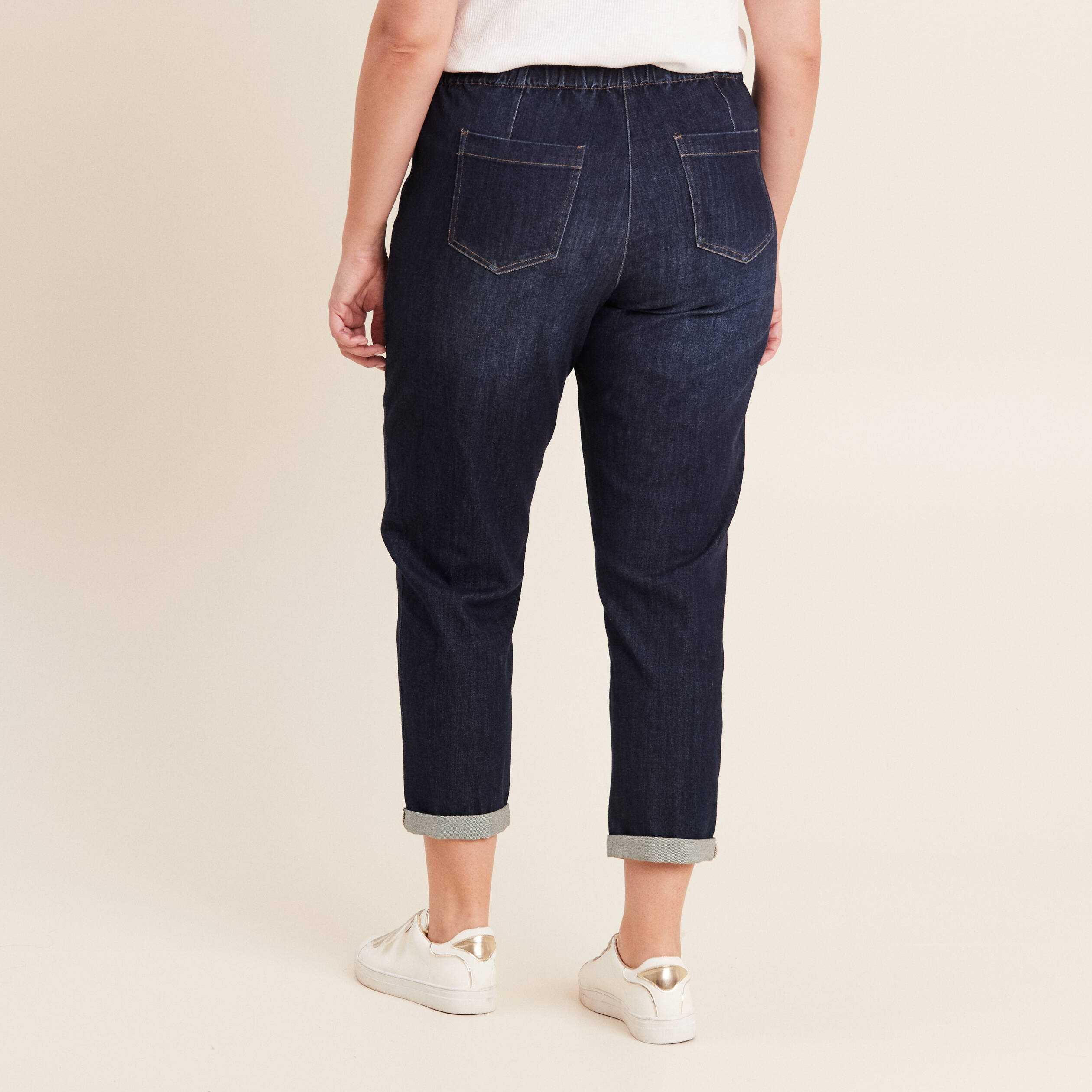 Jean large à coulisse denim brut femme