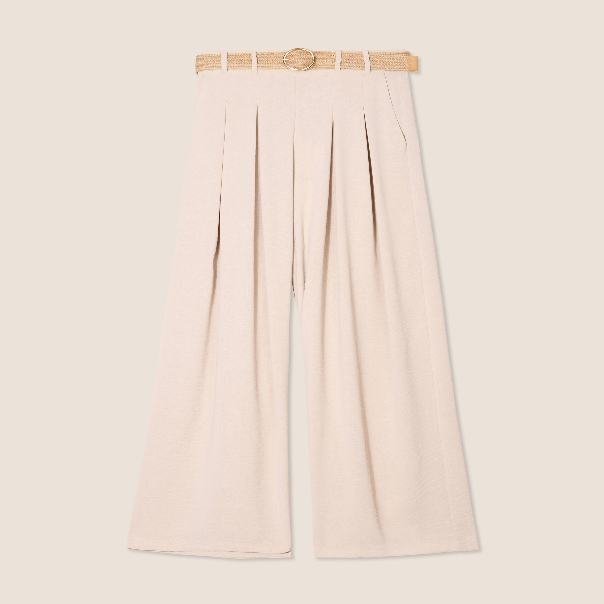 Pantalon jupe-culotte large gris clair femme