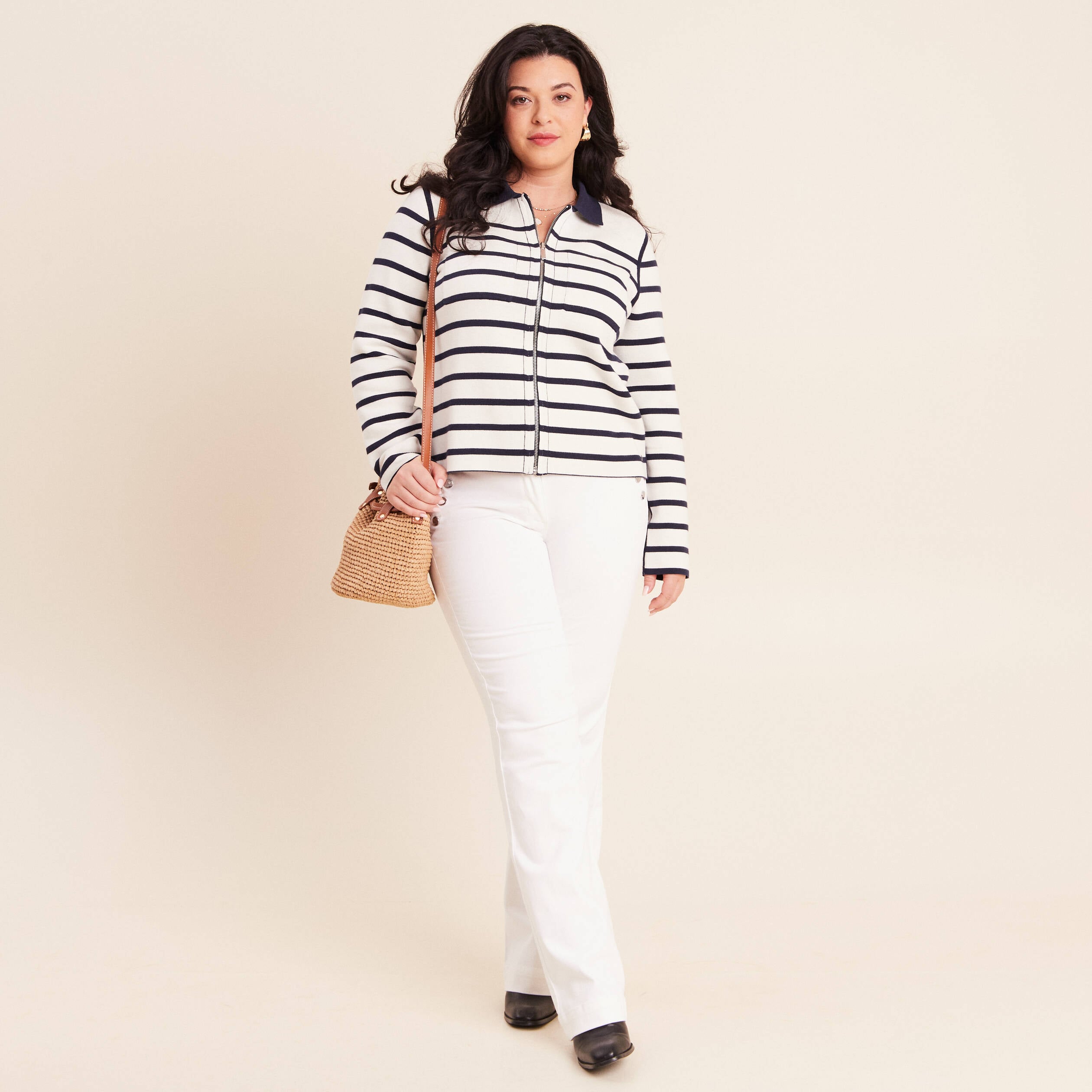 Gilet r&eacute;versible manches longues bleu femme