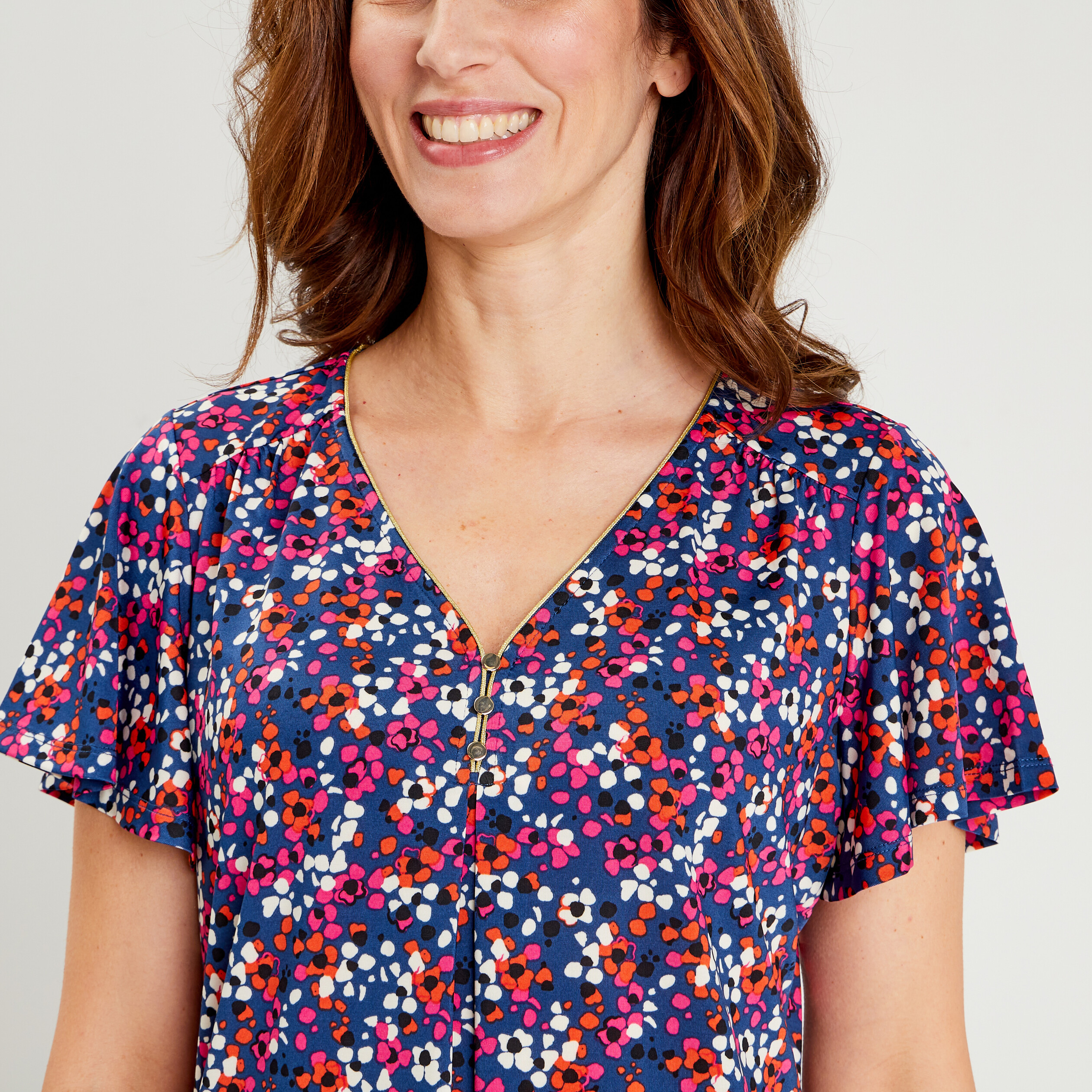 T-shirt manches courtes bleu foncé femme