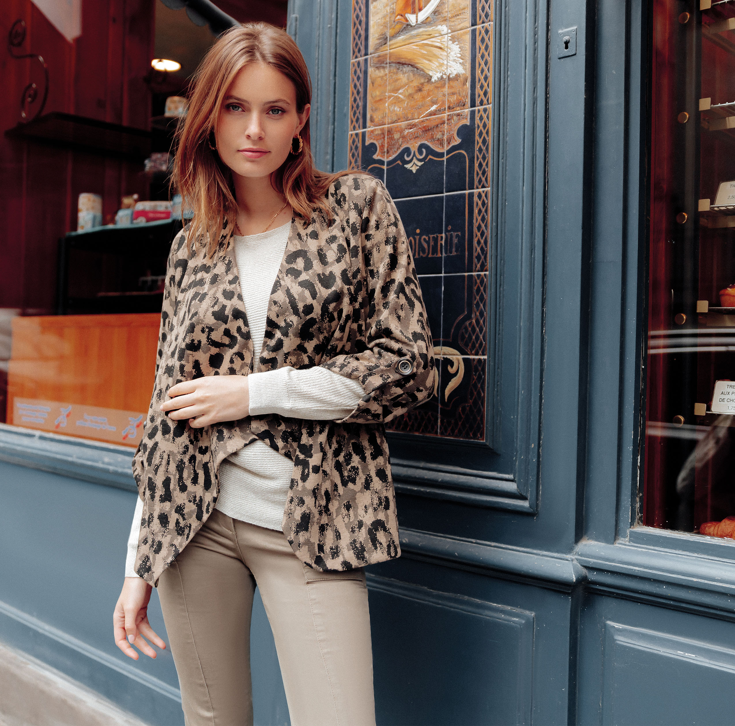 Veste droite avec col cascade noir femme