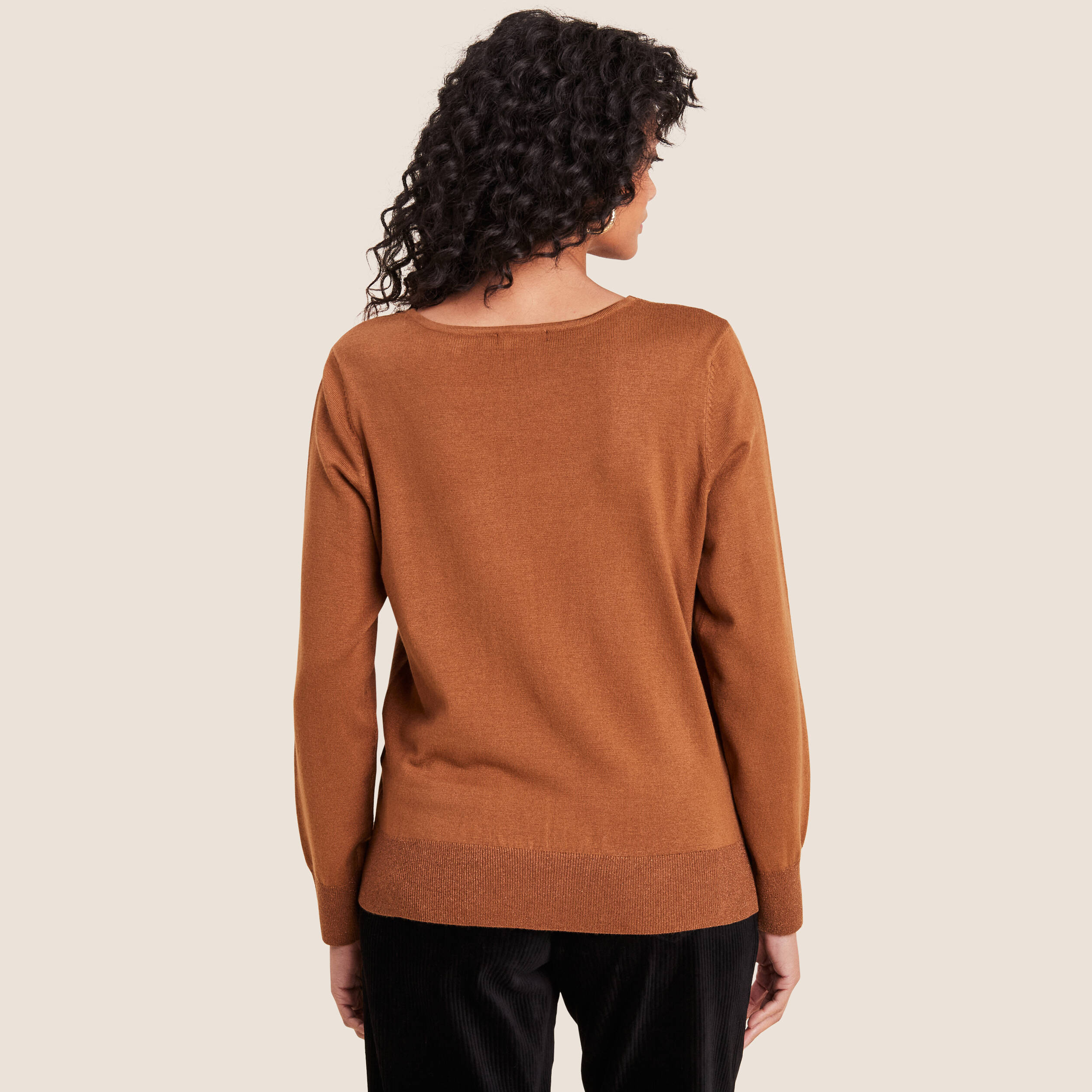 Pull manches longues marron femme