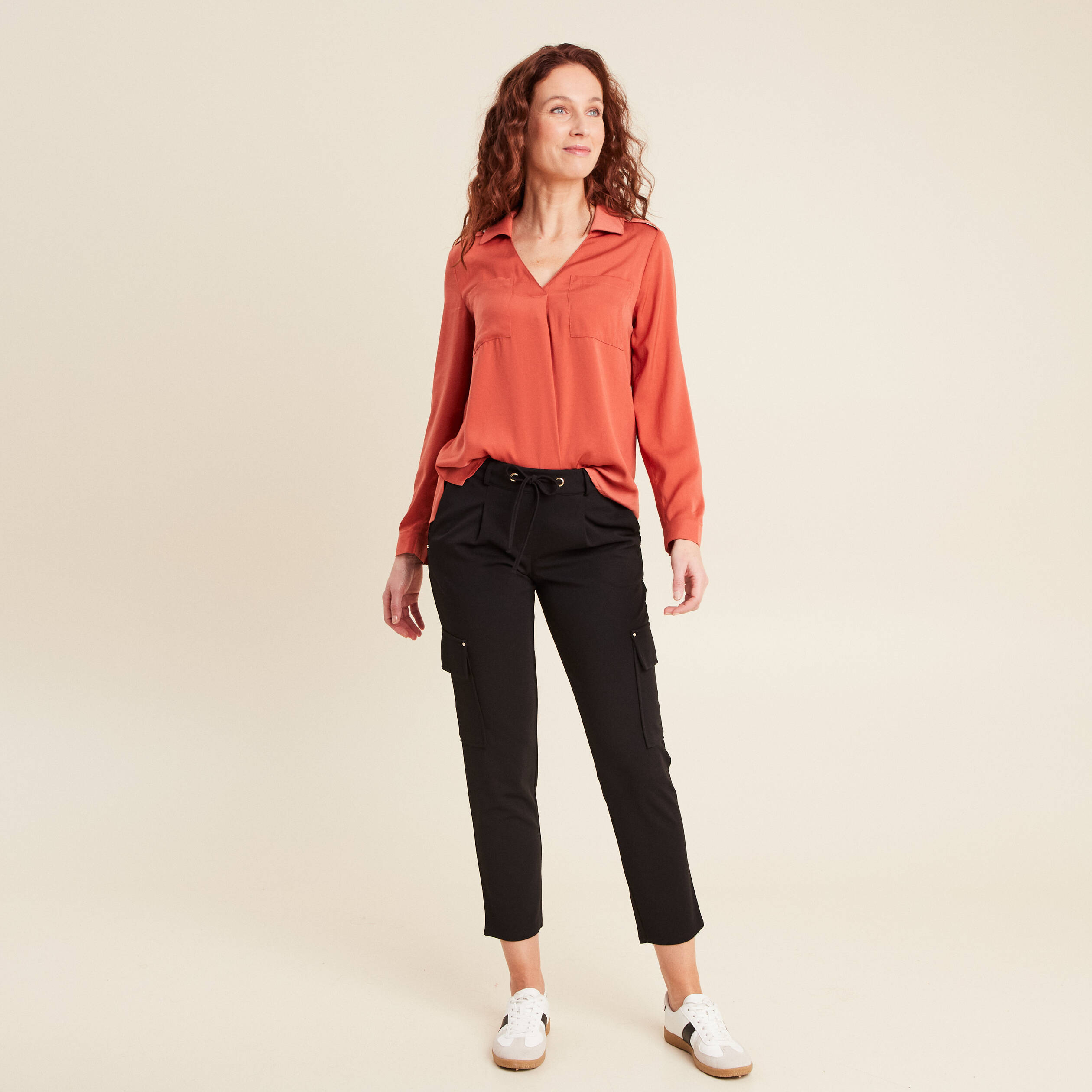 blouse manches longues satin vieux rose femme Blouse manches longues satin vieux rose femme