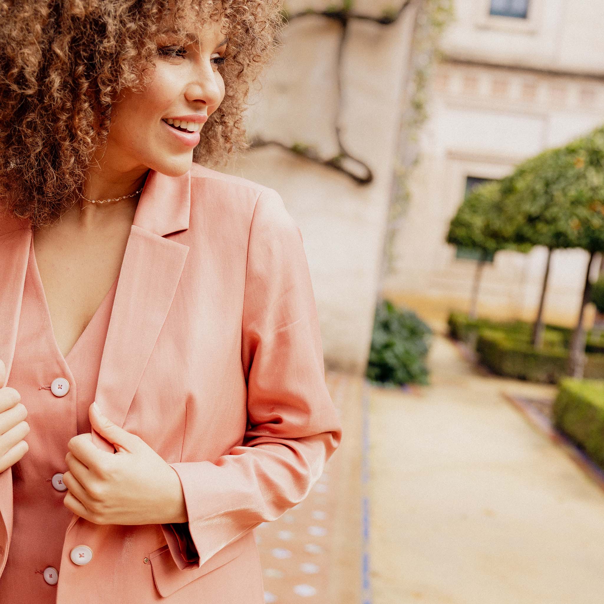 Veste tailleur irisé terracotta femme