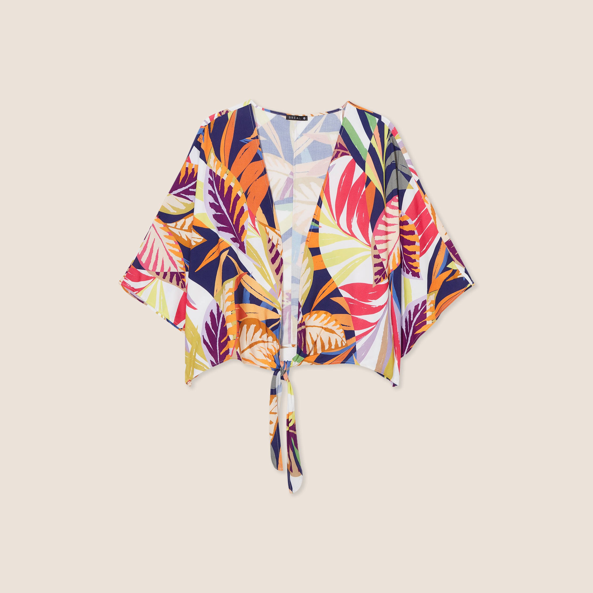 poncho kimono manches 34 noue femme multicolore femme Poncho kimono manches 3/4 noué femme multicolore femme